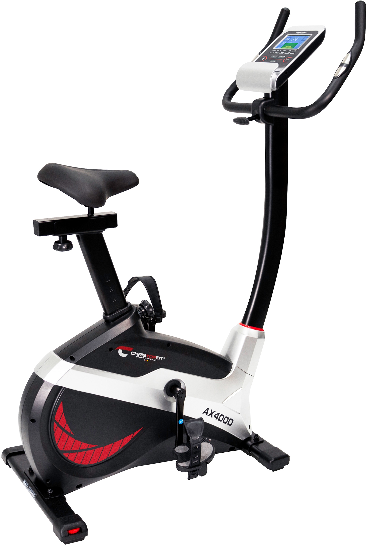 CHRISTOPEIT SPORT Ergometer »AX 4000« Schwungmasse ca. 8 kg, 24 Widerstandsstufen rot/silberfarben/schwarz