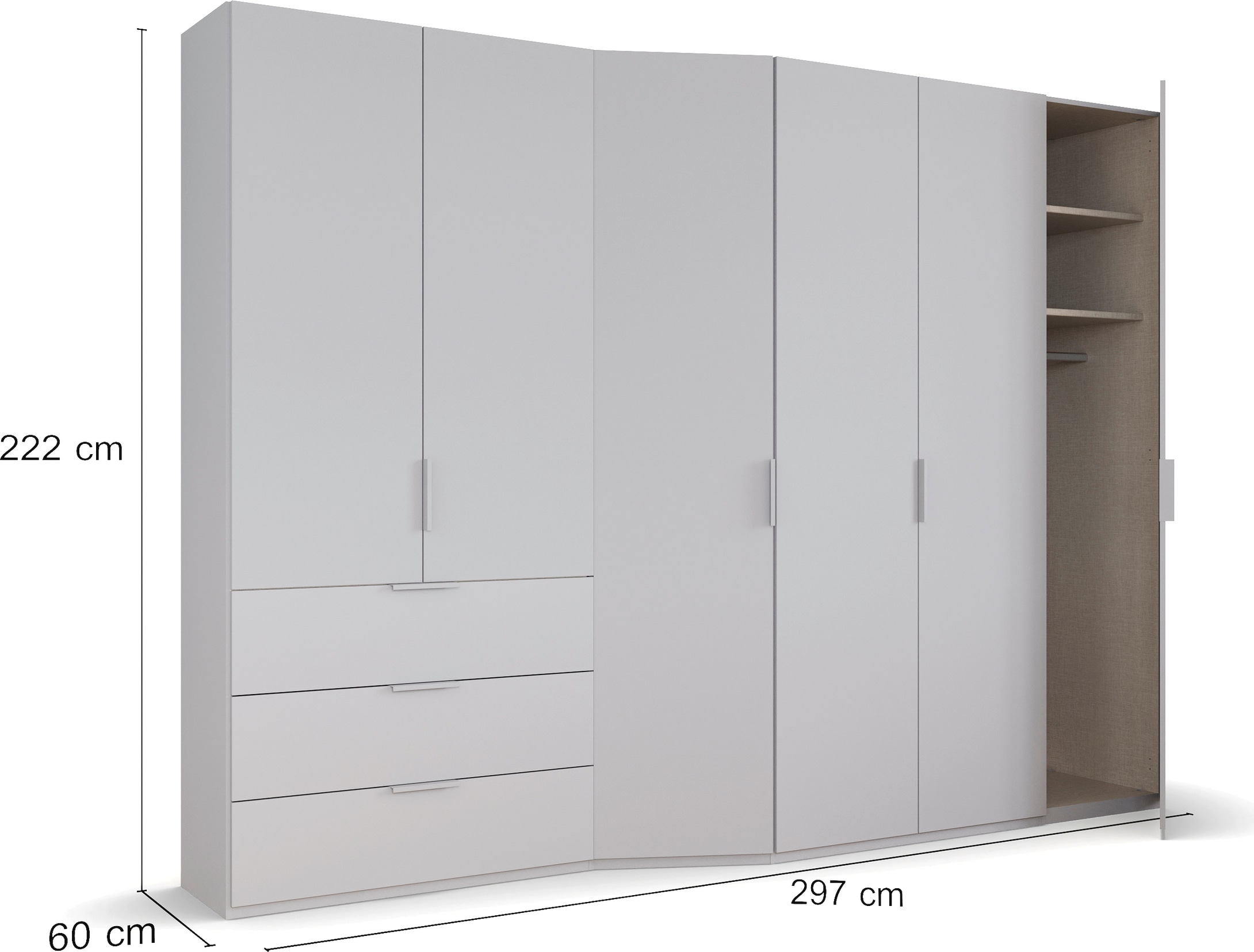 rauch Drehtürenschrank »Kleiderschrank Schrank Garderobe Wäscheschrank WAVE«, in 2 unterschiedlichen Tiefen, mit Soft-Close Funktion MADE IN GERMANY