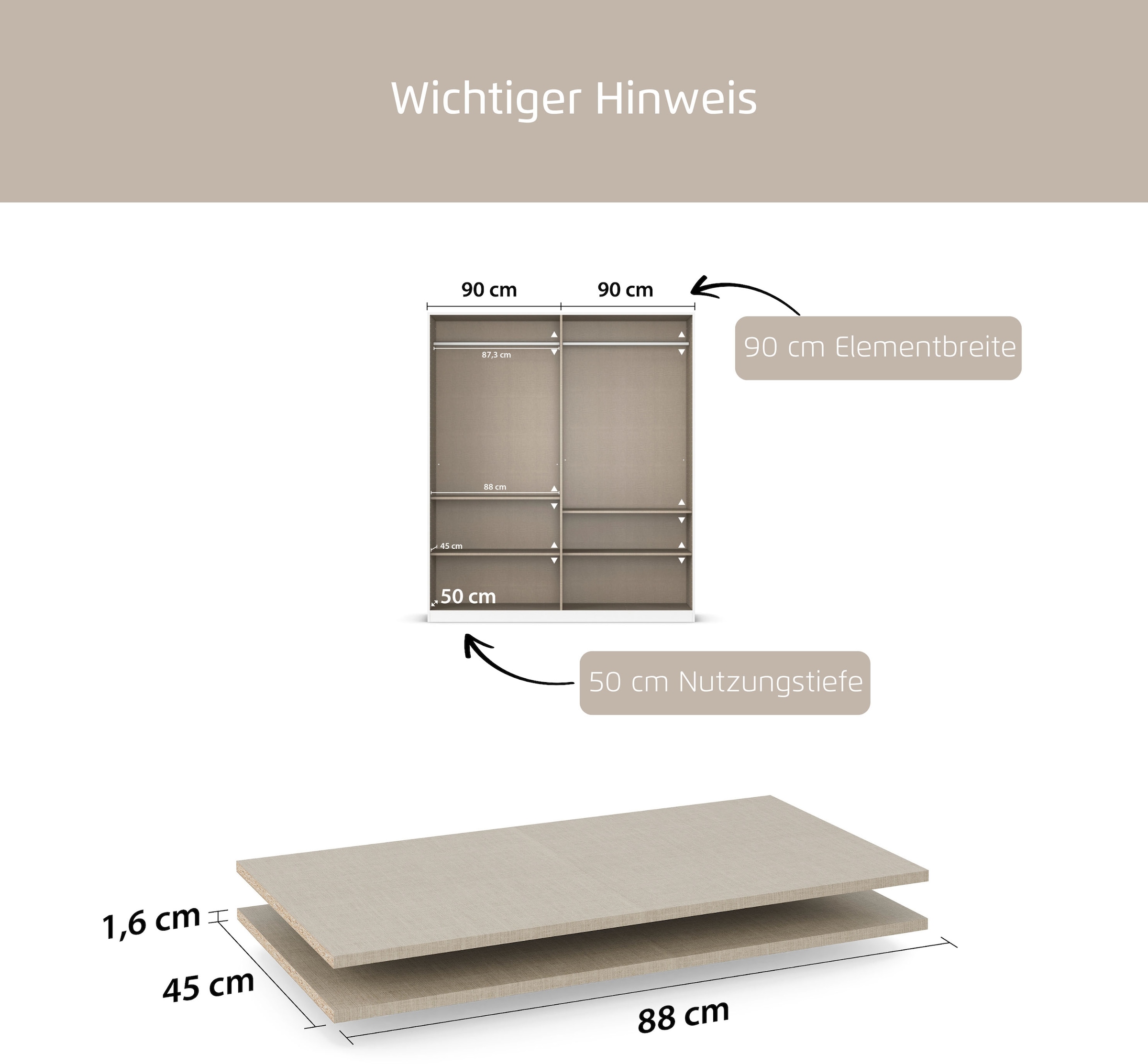 rauch Einlegeboden »Zubehör für Rauch-Drehtürenschränke ORANGE« 2er-Set Breite 88 cm, Tiefe 45 cm