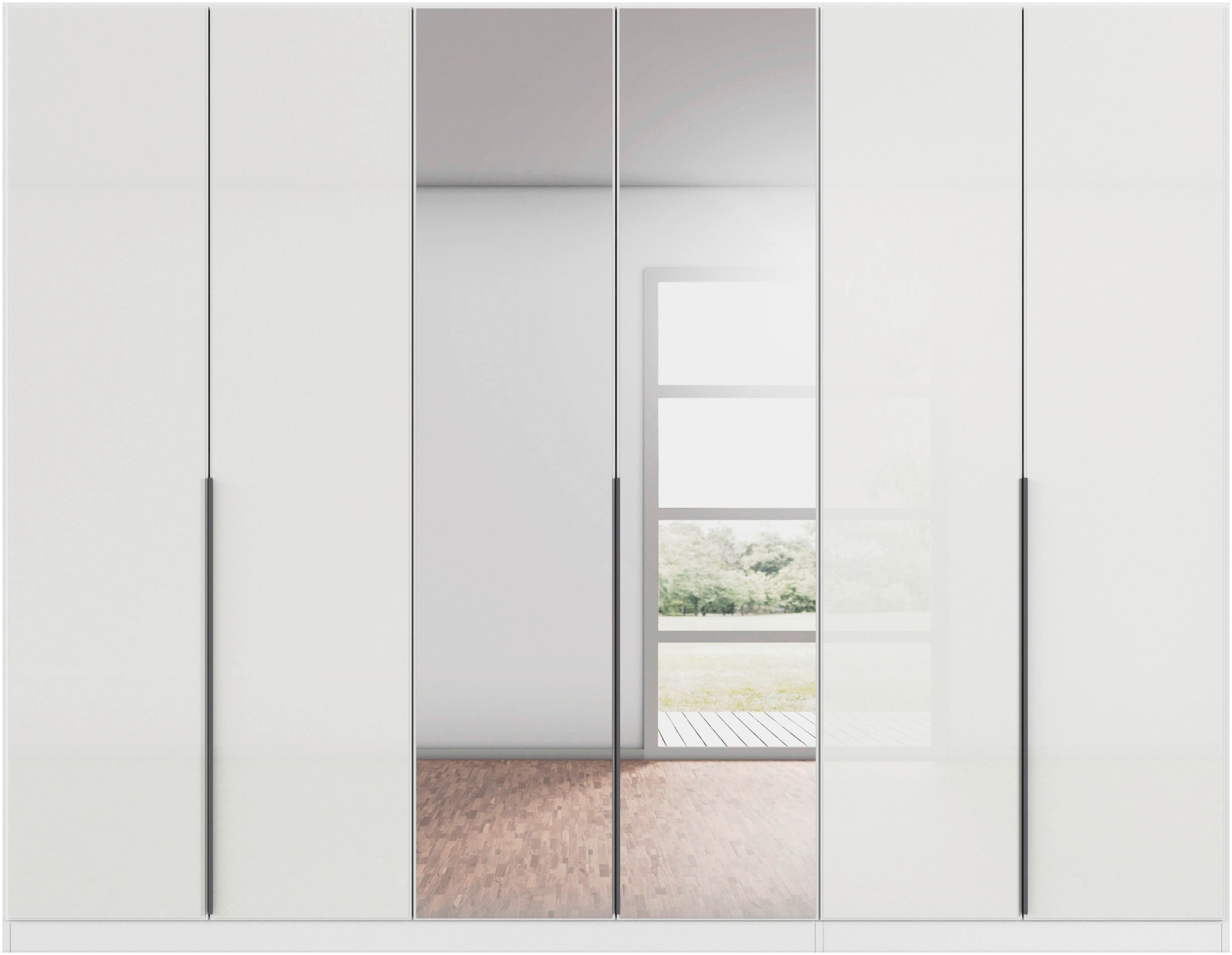 rauch Drehtürenschrank »Kleiderschrank Kleiderschränke Schrank Garderobe AGORDO mit Glasfront«, (in zwei Griff-Farben), durchdachte Innenausstattung, in 6 Breiten und 2 Höhen MADE IN GERMANY