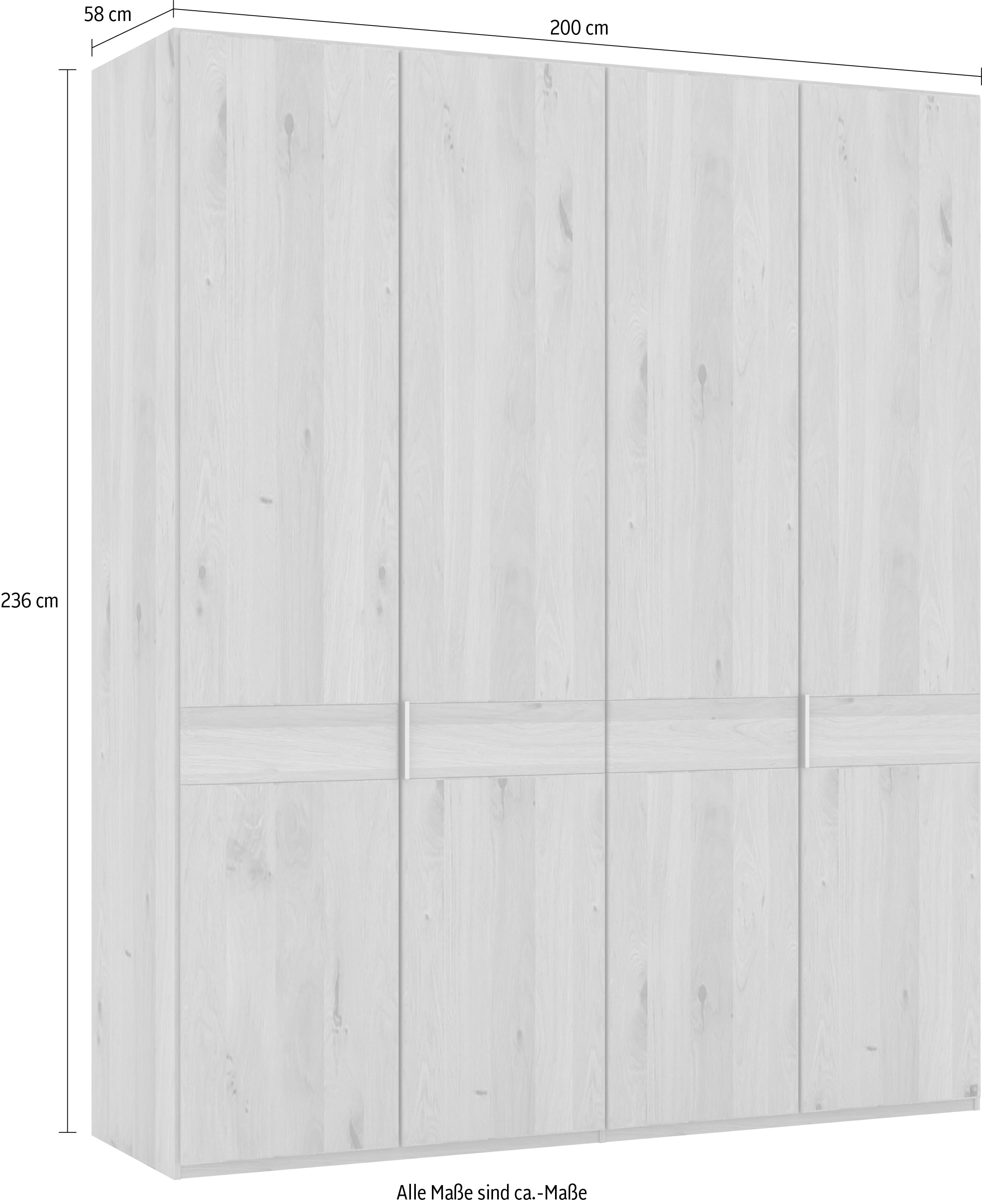 Musterring Drehtürenschrank »Savona, Kleiderschrank, Schrank, Garderobe, teilmassiv Eiche«, (mit Türdämpfern, in 5 Breiten & 2 Höhen, extra Böden, MADE IN GERMANY), Türen in Bianco-Eiche massiv, mit Querriegel, verschiedene Größen