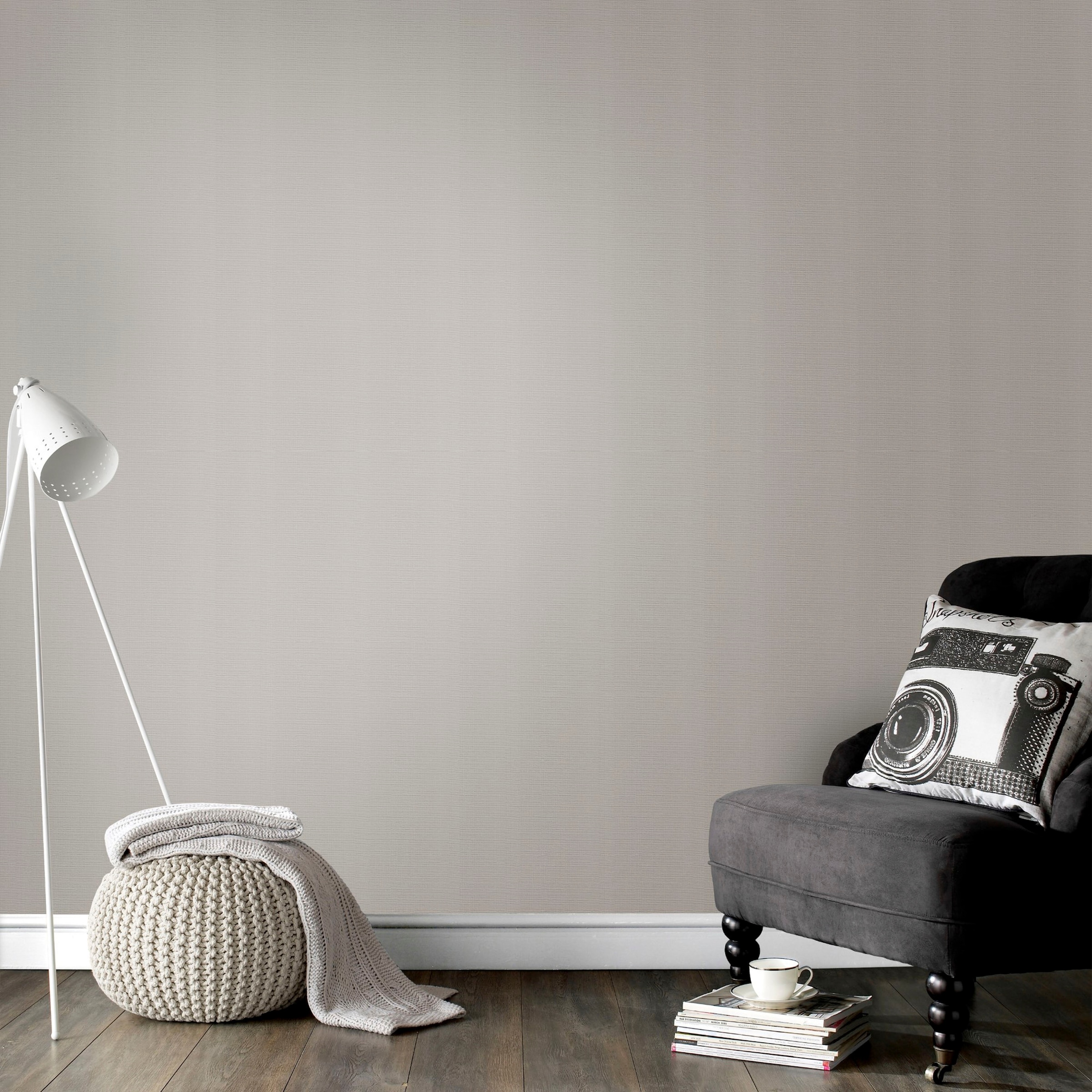 Superfresco Easy Vliestapete »Textil Uni« uni aufgeschäumt Grau - 10m x 52 cm