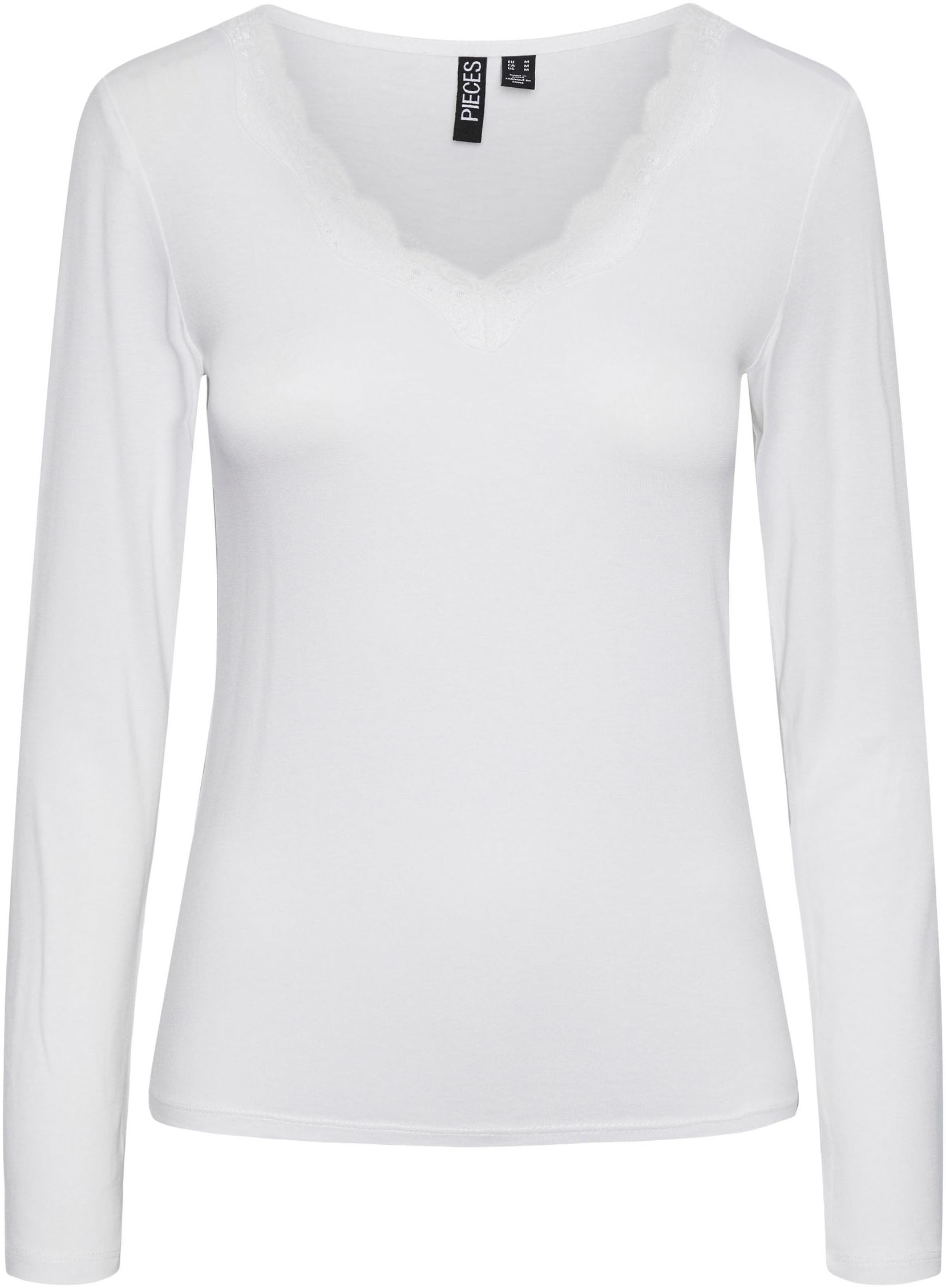 V-Shirt »PCBARBERA LS LACE TOP NOOS BC«