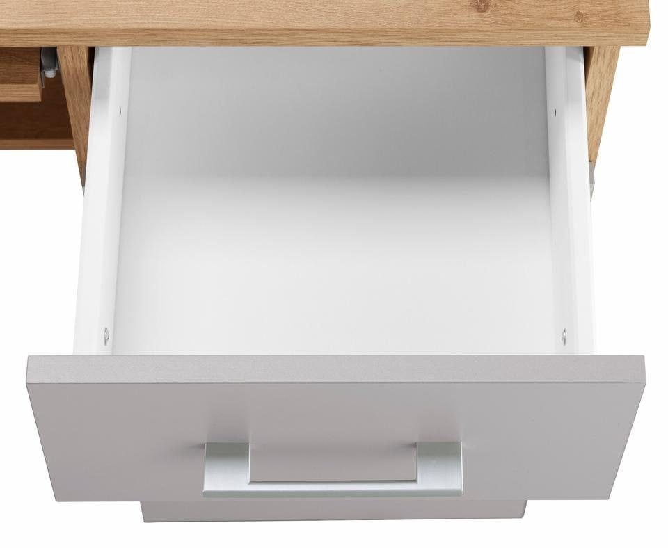 VOGL Möbelfabrik Schreibtisch »Tim mit seitlich offenen Fächern & Tastaturauszug,«, Druckerablage, 1 Schublade, Breite 138 cm, Made in Germany