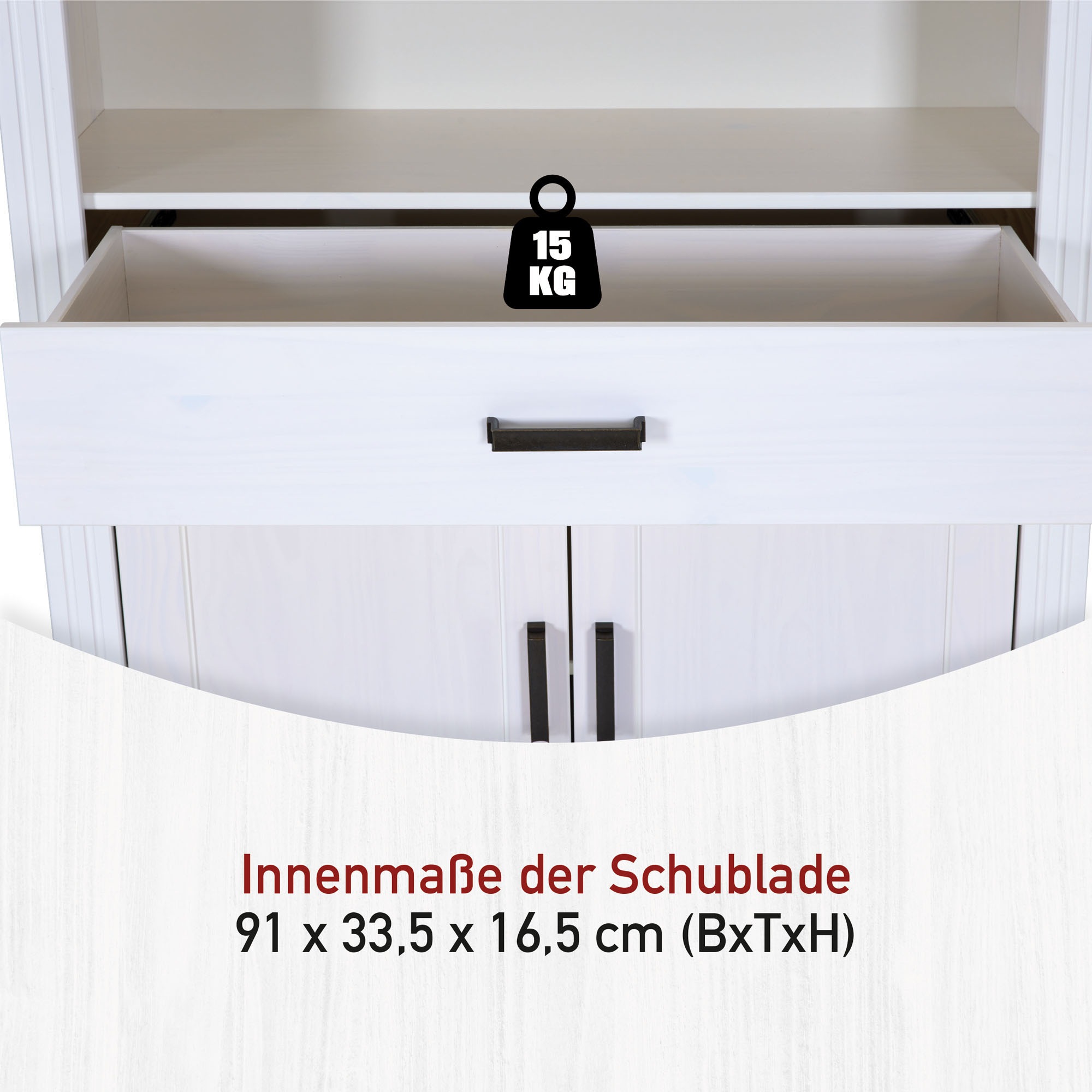 Inter Link Highboard »Highboard Maluno« 1 Stk. tlg. Kiefer Massiv, Soft-Close, Stauraum, BxTxH: ca. 117,2 x 41 x 163 cm