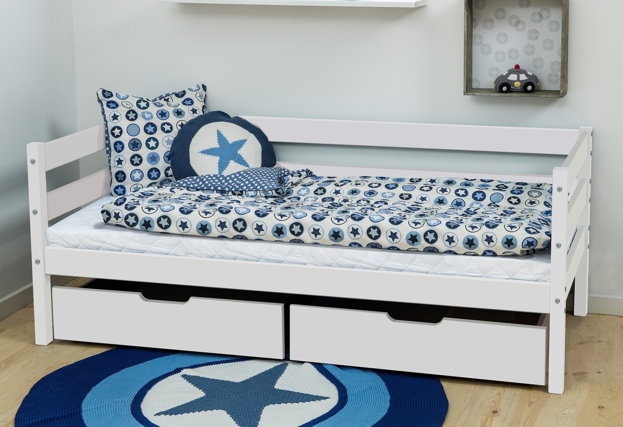Hoppekids Einzelbett »ECO Comfort Kinderbett, Kiefer Massivholz, Jugendbett inkl. Rollrost«, 70x160 cm, wahlweise in verschieden Farben/ Matratze/ Absturzsicherung