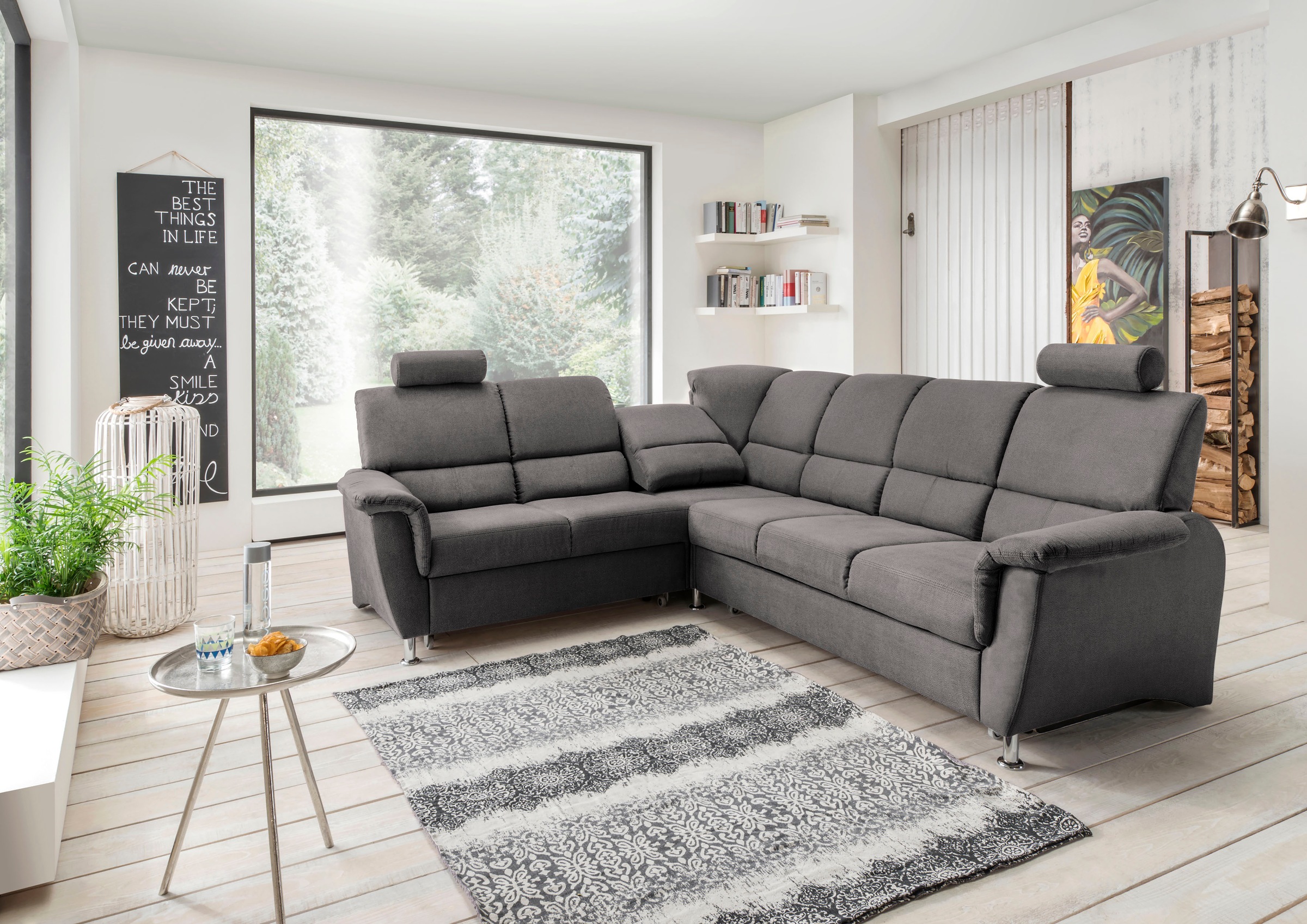 Home affaire Ecksofa »Pisa L-Form, mit Schlaffunktion, Stauraum, 2x höhenve günstig online kaufen