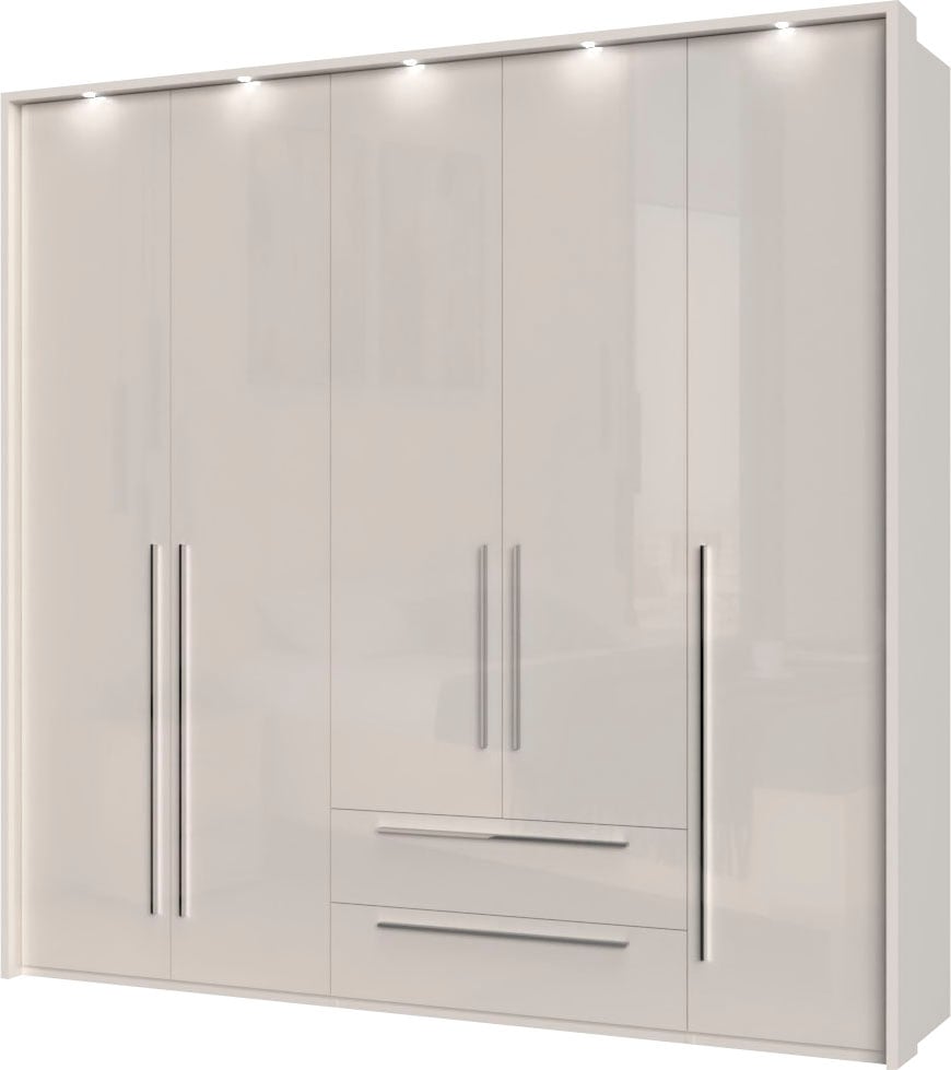 Places of Style Drehtürenschrank »Piano«, weiß, verschiedene Breiten mit 2 Schubladen, inklusive Beleuchtung