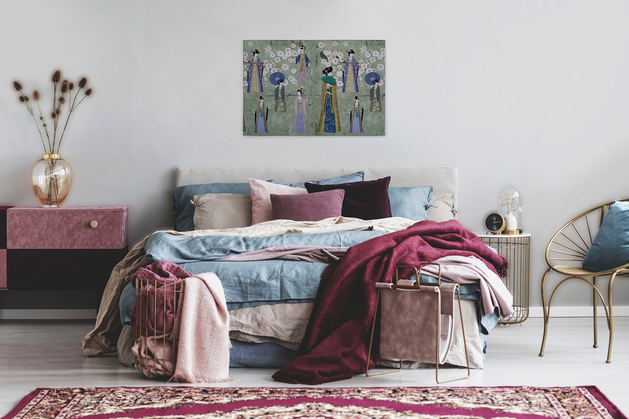 A.S. Création Leinwandbild »kimono«, Kunst-Gemälde-Kinder, (1 St.), Keilrahmen Bild Asiatisch Leinwand-Bild Wohnzimmer modern Wandbild