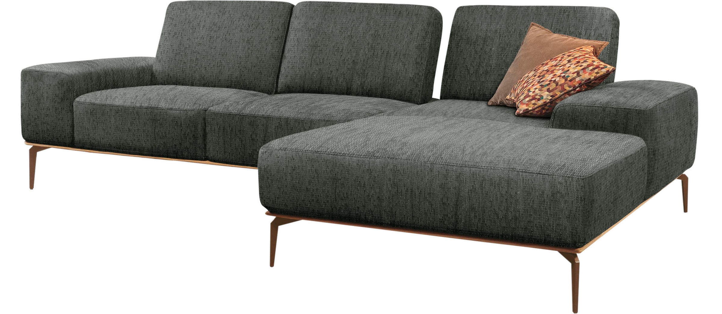 W.SCHILLIG Ecksofa »run«, mit Holzsockel, Füße in Bronze pulverbeschichtet, Breite 299 cm