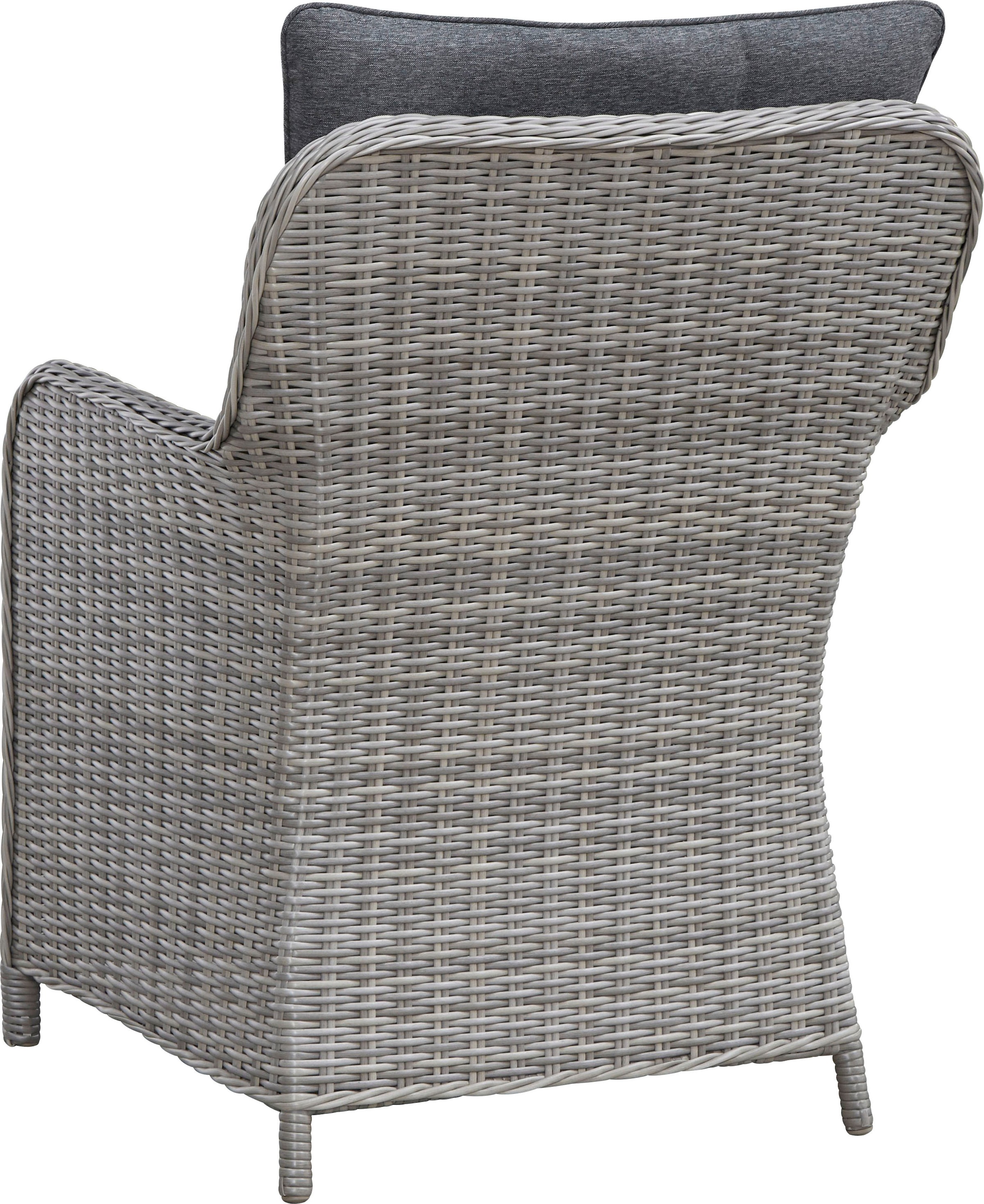 KONIFERA Garten-Essgruppe »»Menorca««, (Set, 25 tlg., 8x Sessel, 1x Tisch 230,8x100x75 cm, inkl. Auflagen, Alu, Polyrattan), Polyrattan, Aluminium, Tischplatte aus 5mm starkem Sicherheitsglas