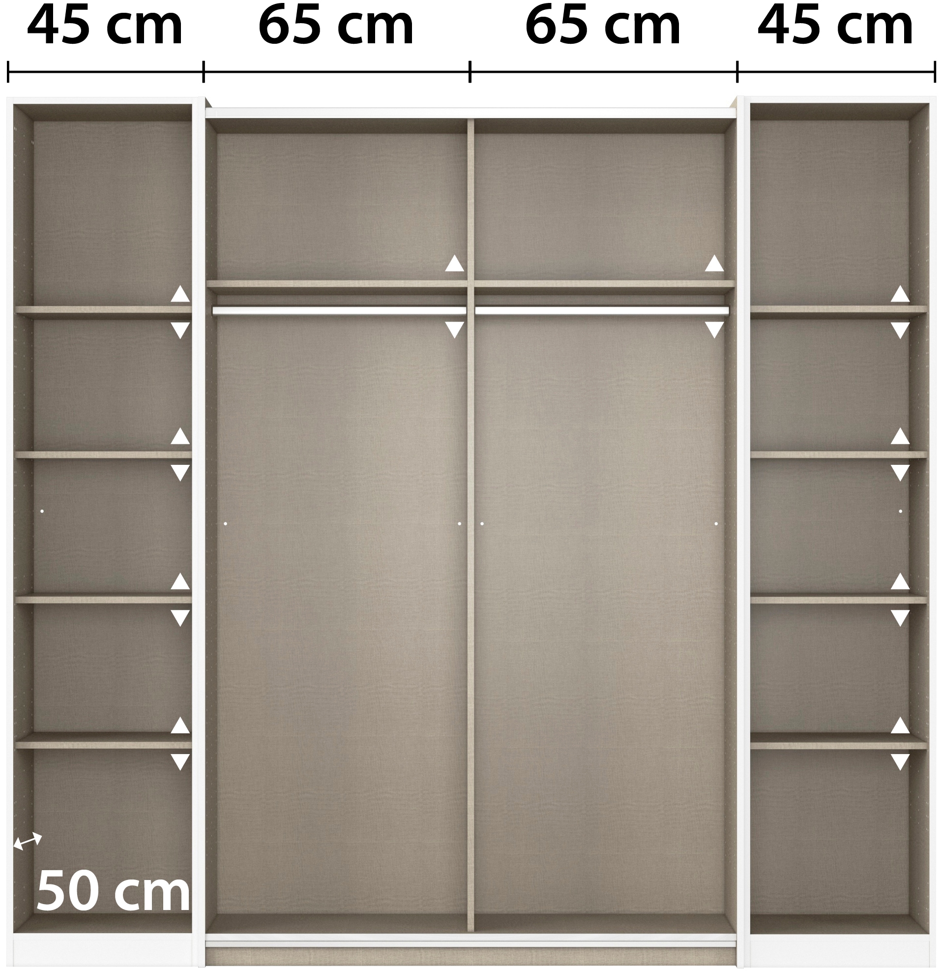 rauch Schwebetürenschrank »Kleiderschrank Drehtürenschrank Schrank Garderobe KRONACH TOPSELLER« in 3 Ausstattungen BASIC/CLASSIC/PREMIUM, Breiten 225/268/311/354 cm,  Kombischrank optional mit 1 oder 2 Spiegel viele Böden MADE IN GERMANY