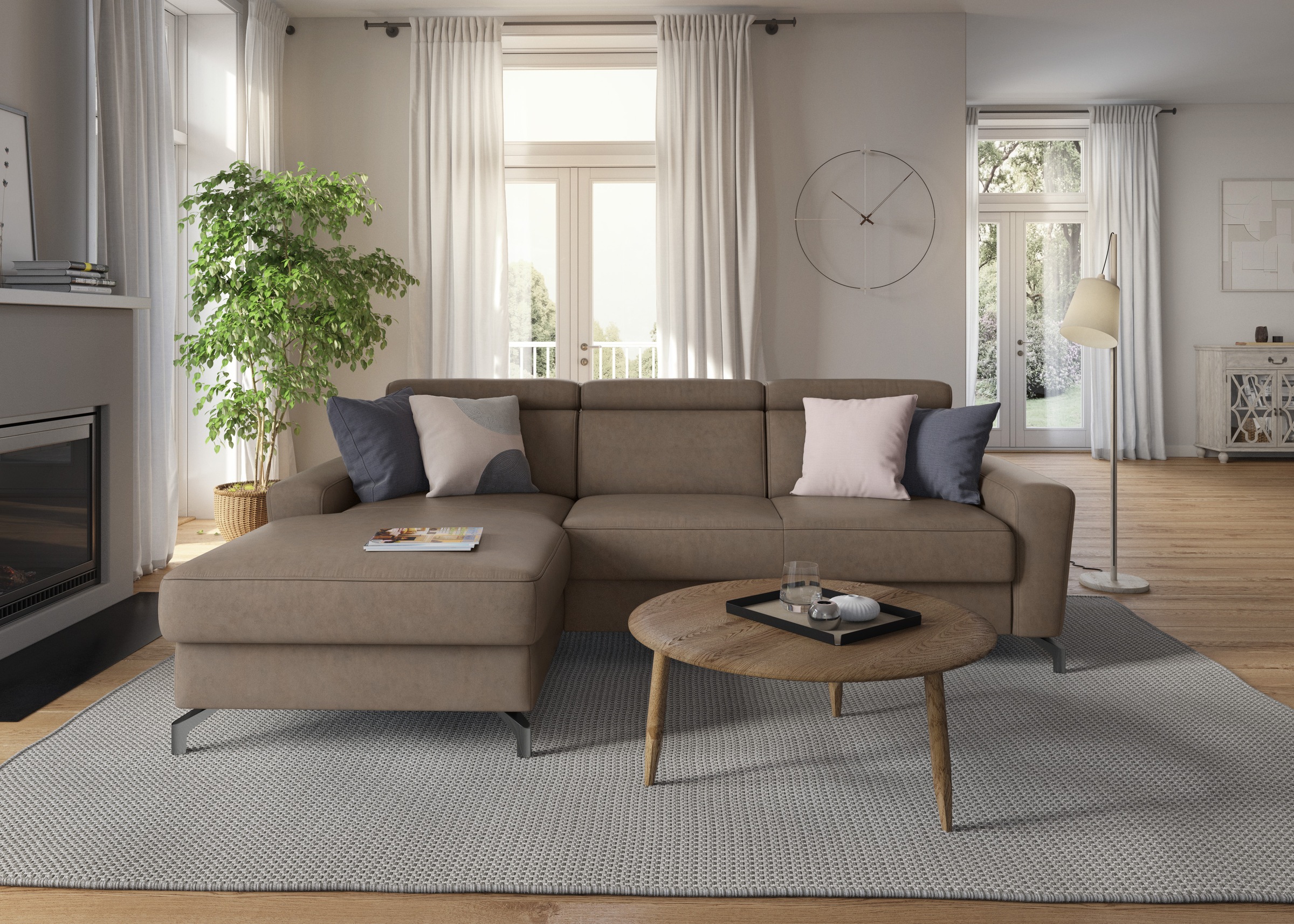 sit&more Ecksofa »Scarlett L-Form«, inklusive Kopfteilverstellung, wahlweise mit Bettfunktion, Bettkasten