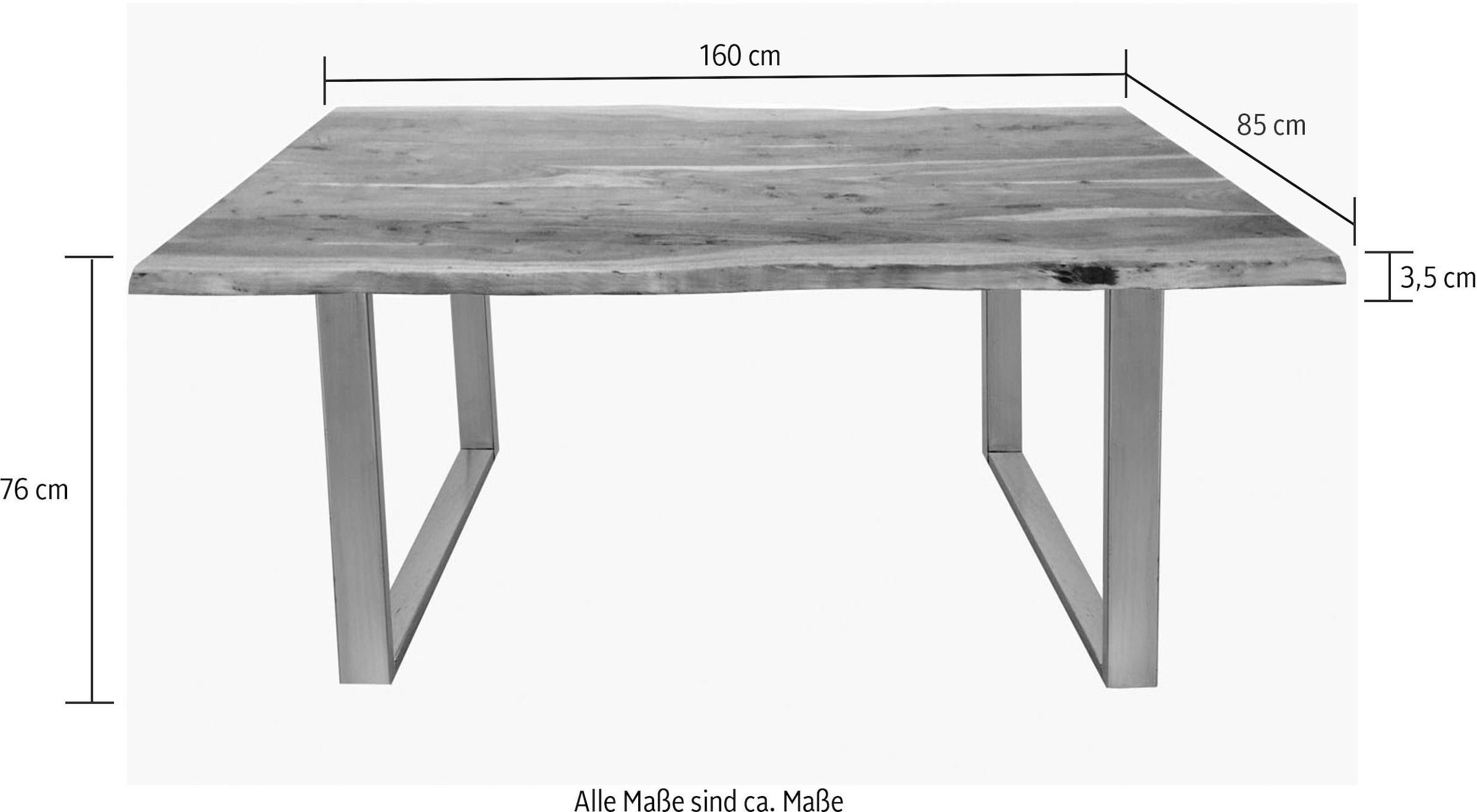 Baumkantentisch, Baumkante gewachsen auf SIT wie Raten mit bestellen