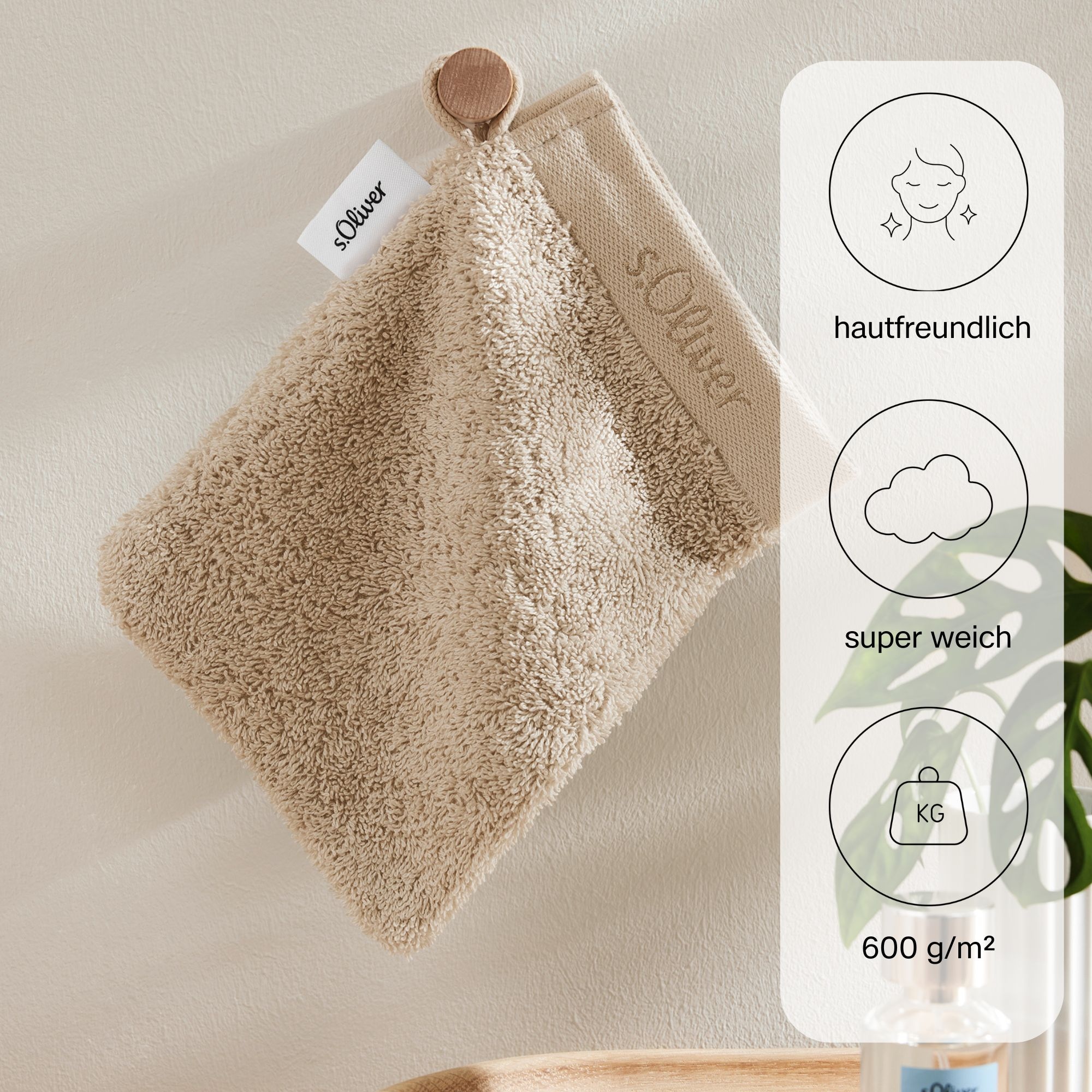 s.Oliver Waschhandschuh »s.Oliver, Premium Qualität, 600 gr/m², auch als Sets erhältlich«, (1 St., Waschlappen 16 x 21 cm), große Farbauswahl, auch als Duschtuch, Handtuch, Gästetuch