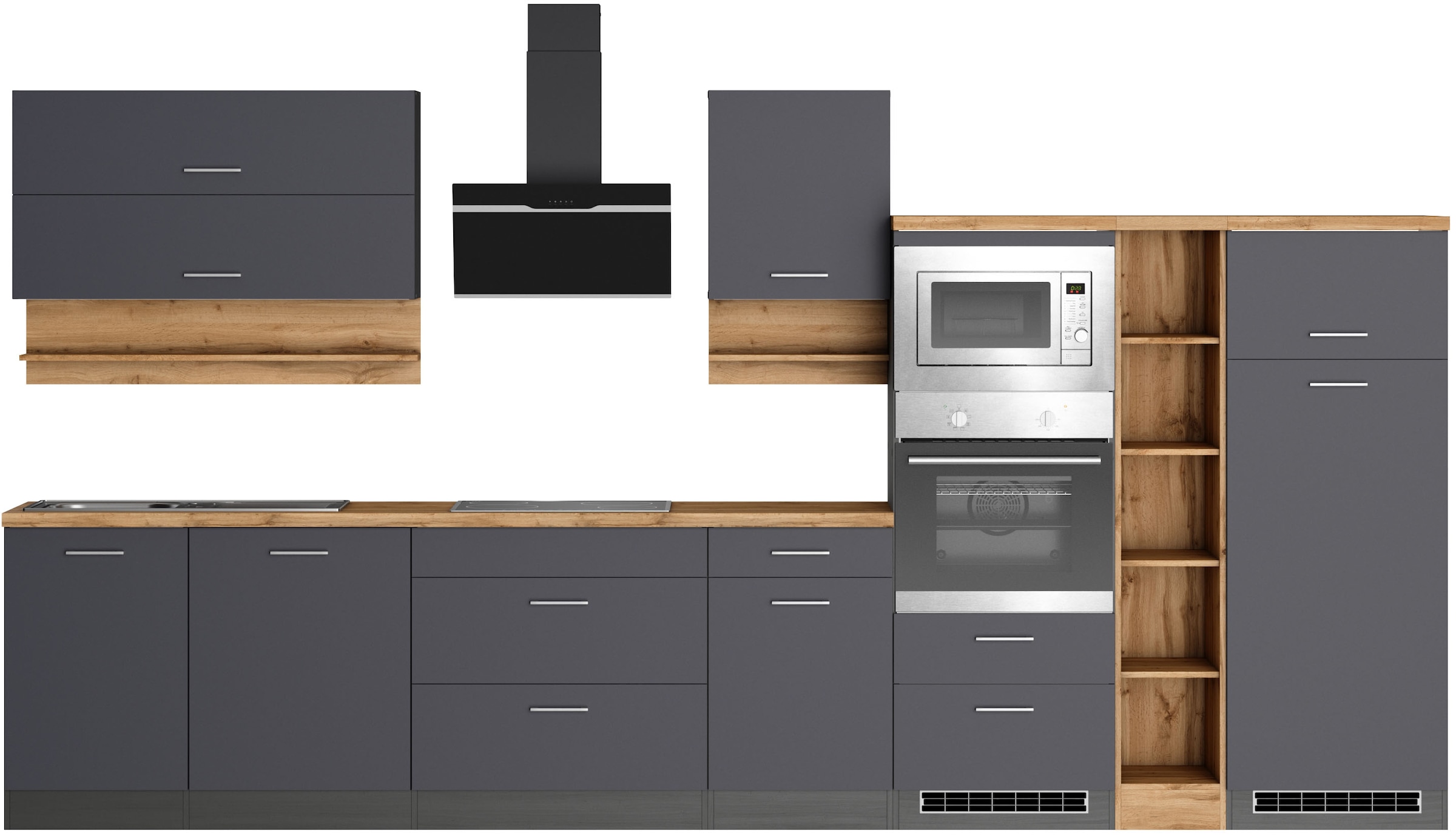 KOCHSTATION Küchenzeile »KS-Milan« 390 cm breit, viel Stauraum, wahlweise m günstig online kaufen