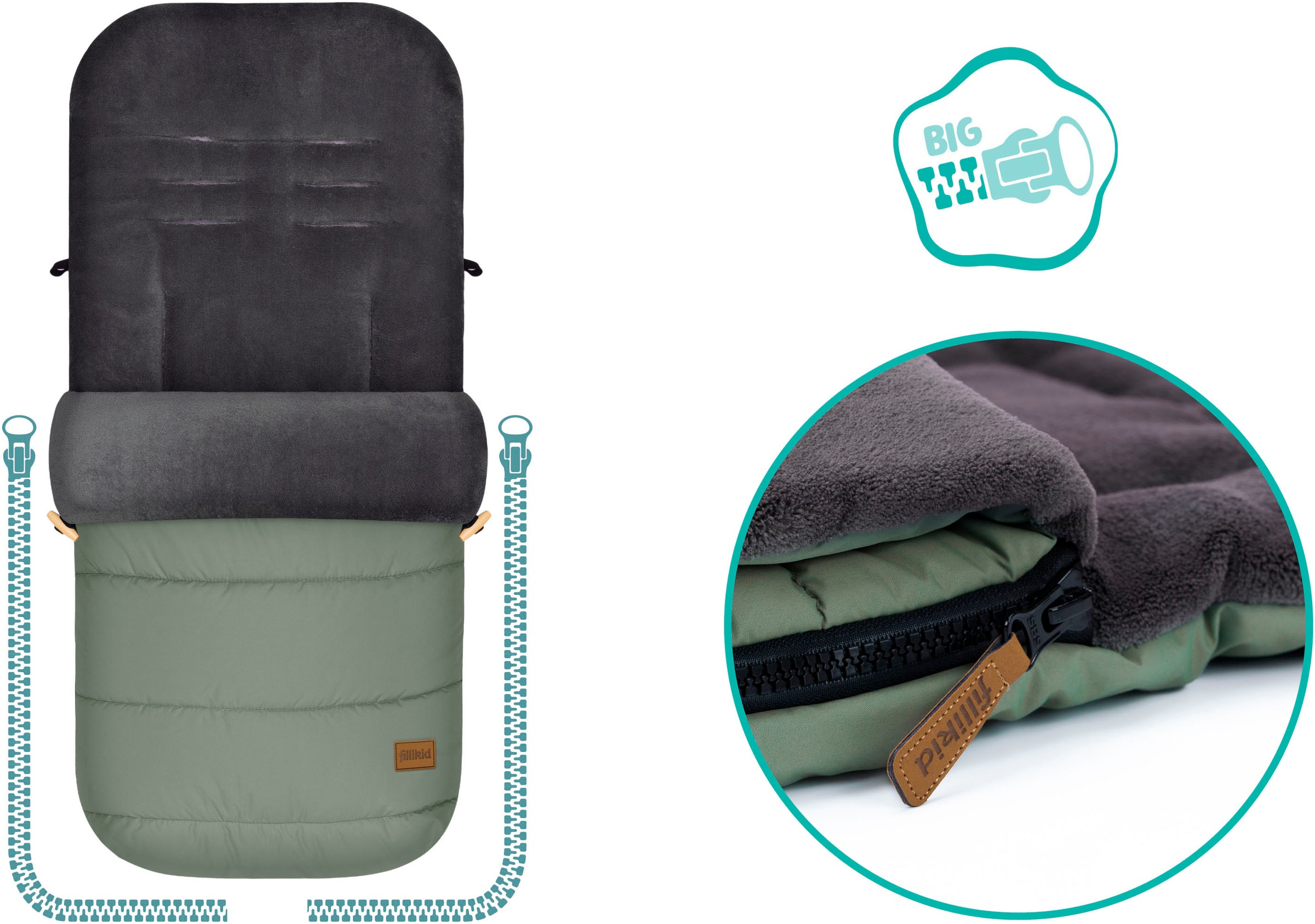 Fillikid Fußsack »Lanin Polyester Winterfußsack, salbei«