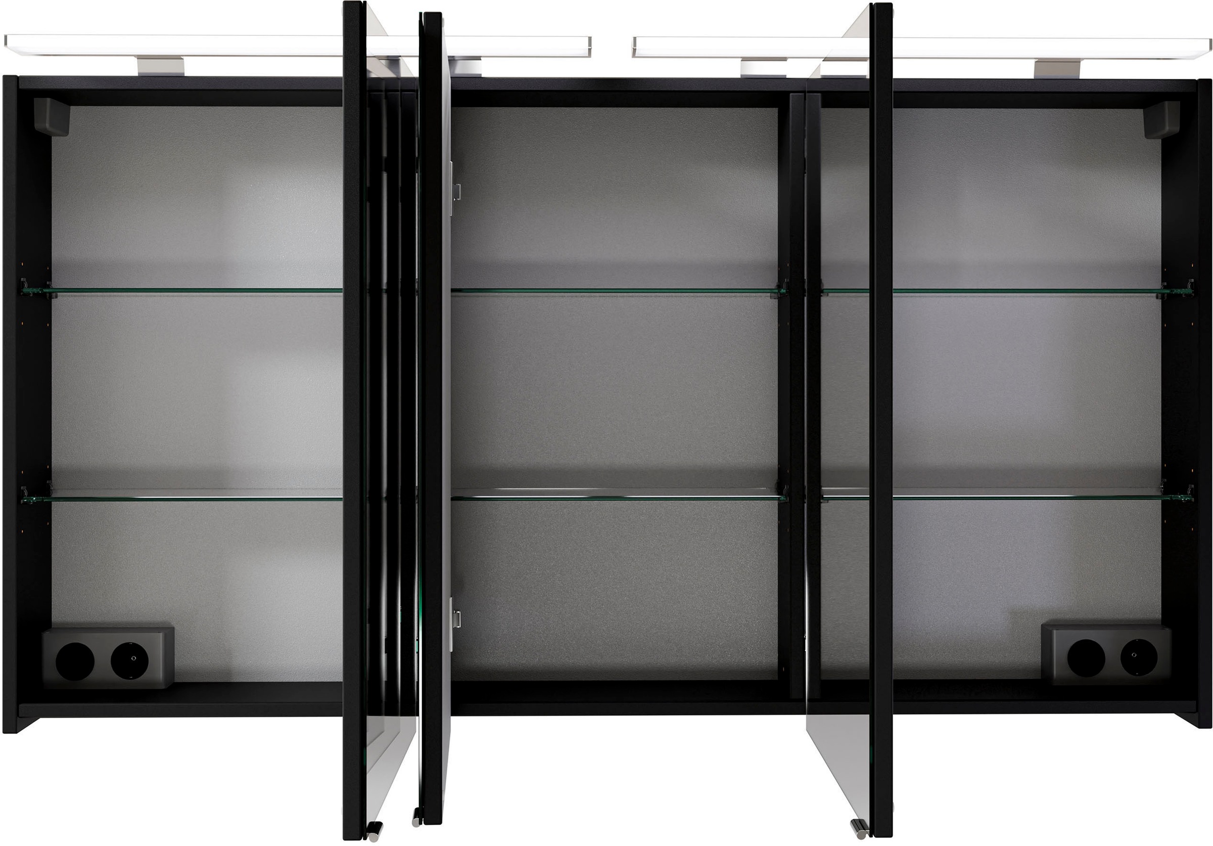 Saphir Badmöbel-Set »Serie 6025 2-teilig Mineralmarmor-Waschtisch mit LED-Spiegelschrank«, (2 St.), Waschplatz 132cm breit, 4 Schubladen, 2 Spiegel-Türen, inkl Türdämpfer