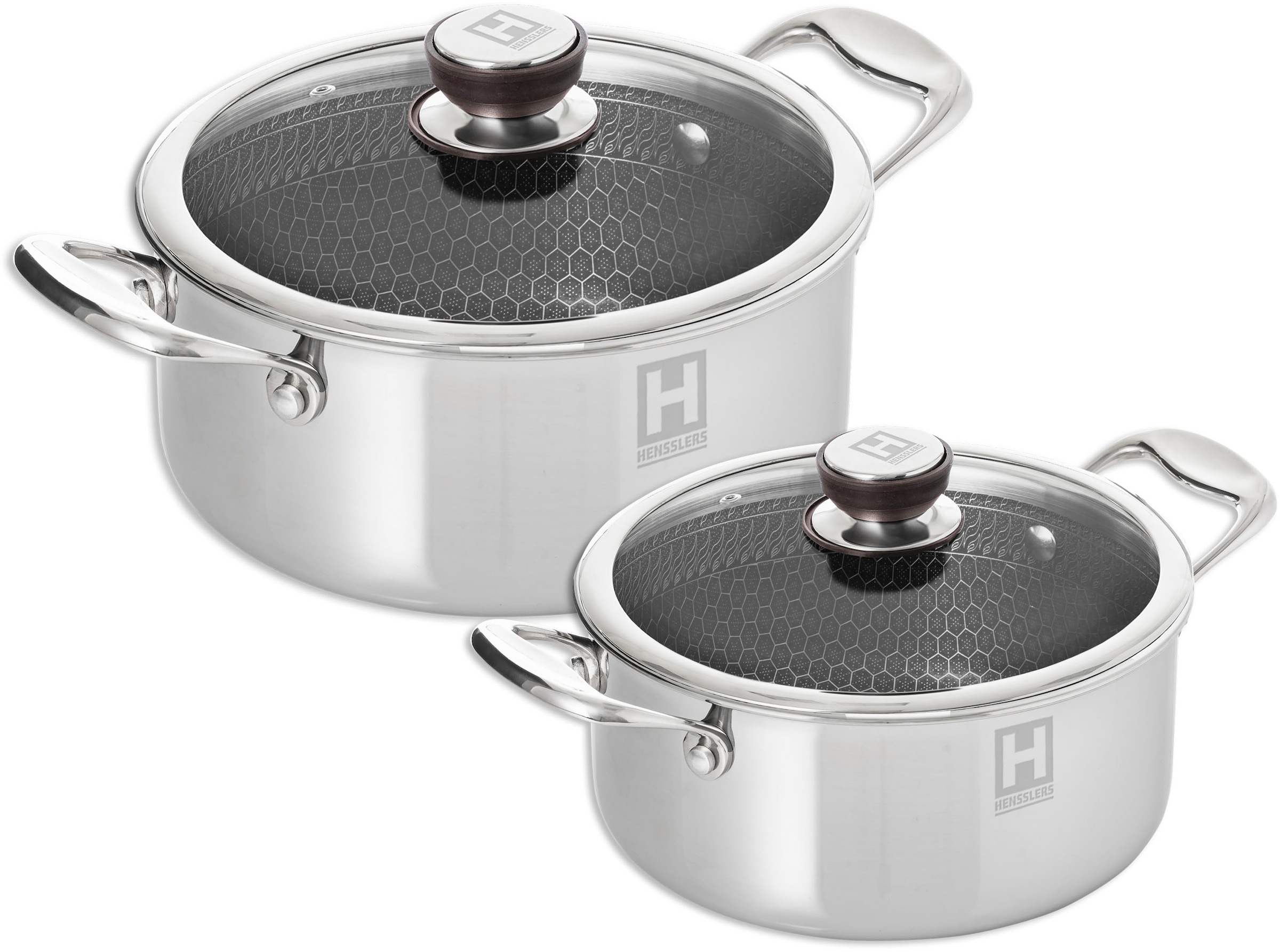 HENSSLERS Topf-Set Set, je 1 Kochtopf Ø 20 und 24 cm, mit Glasdeckel, 2 Stk günstig online kaufen