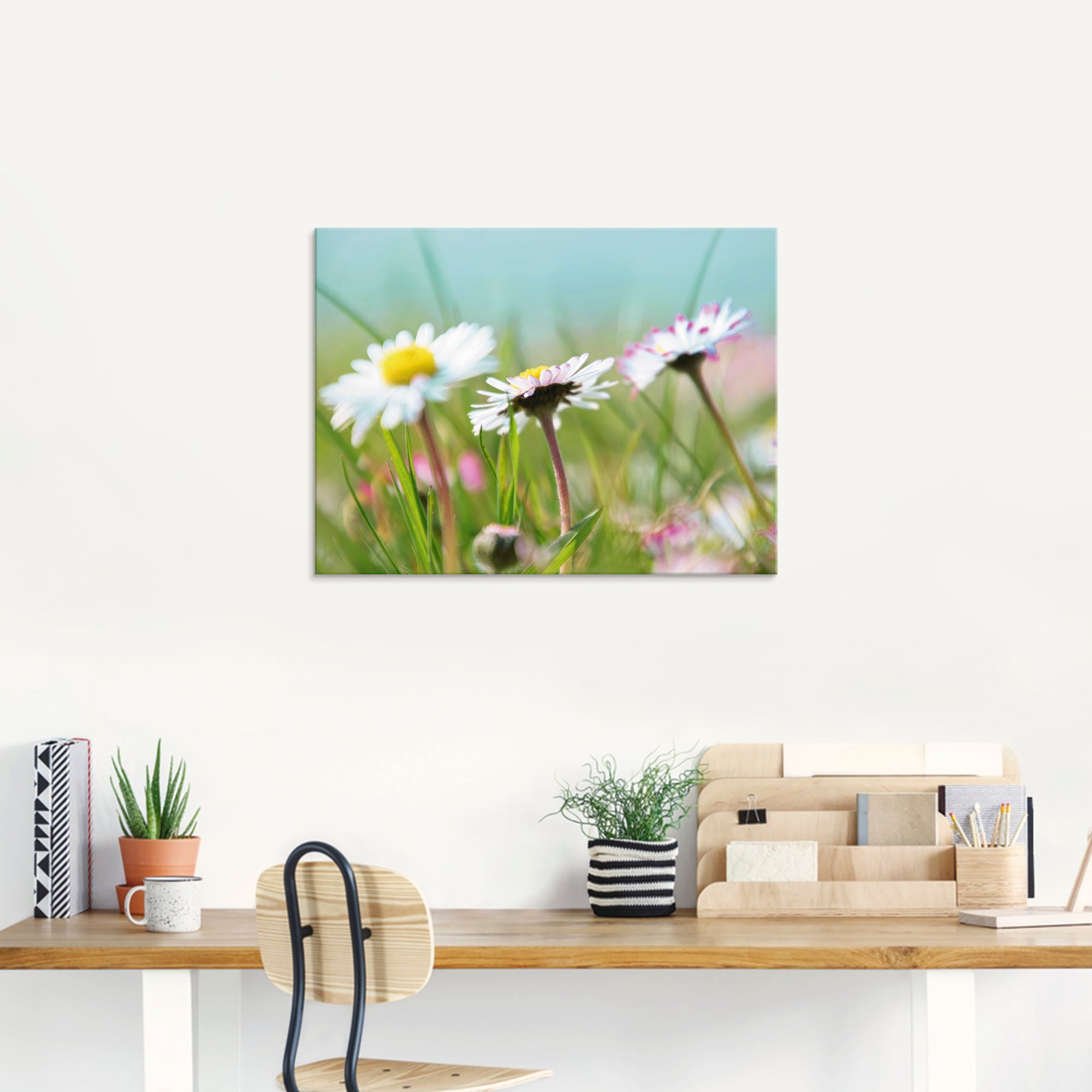 Artland Glasbild »Gänseblümchen Romantik«, Blumen, (1 St.), in verschiedenen Größen