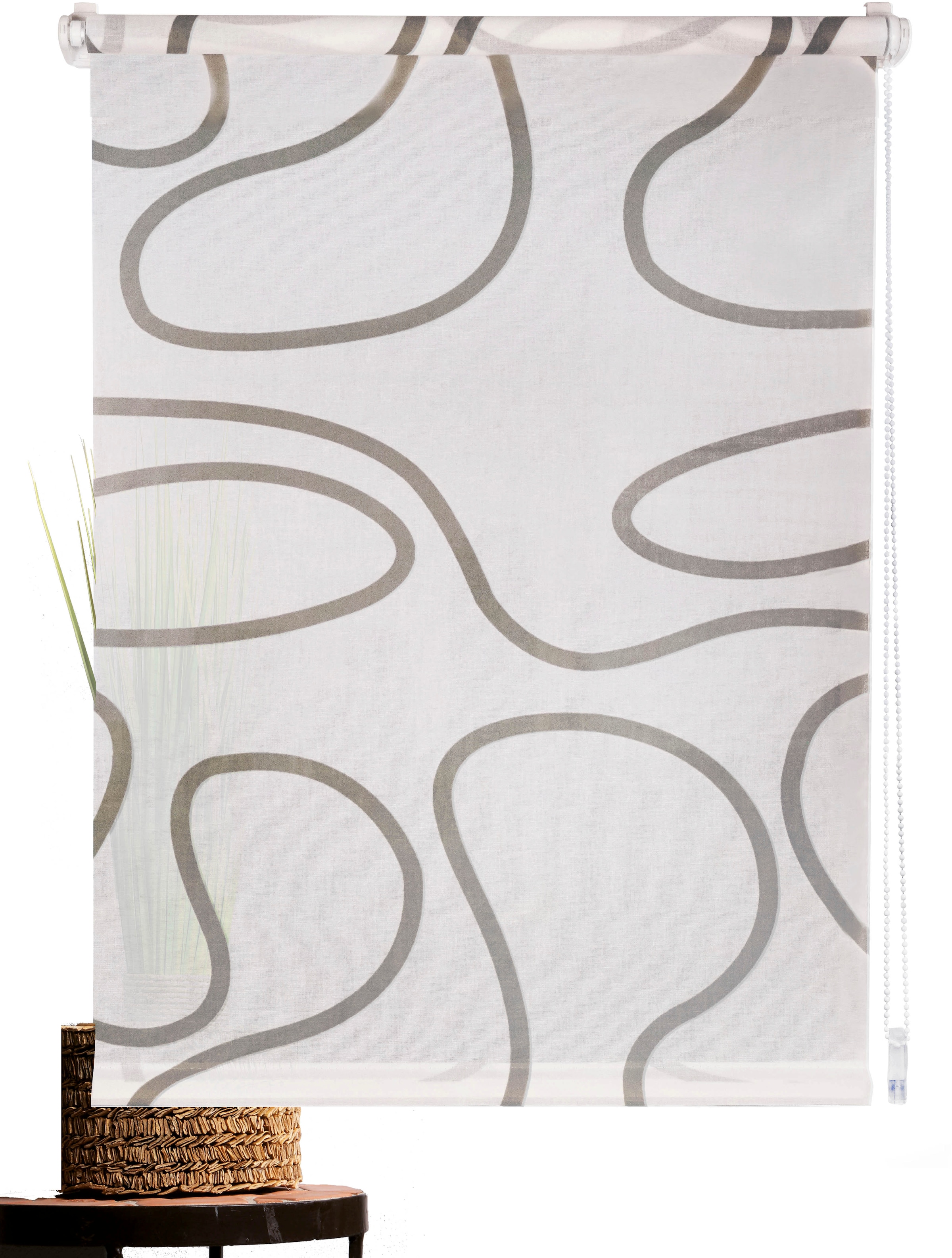mydeco Seitenzugrollo »Win move«, Lichtschutz, Sichtschutz, ohne Bohren, freihängend, mit stylischem Muster