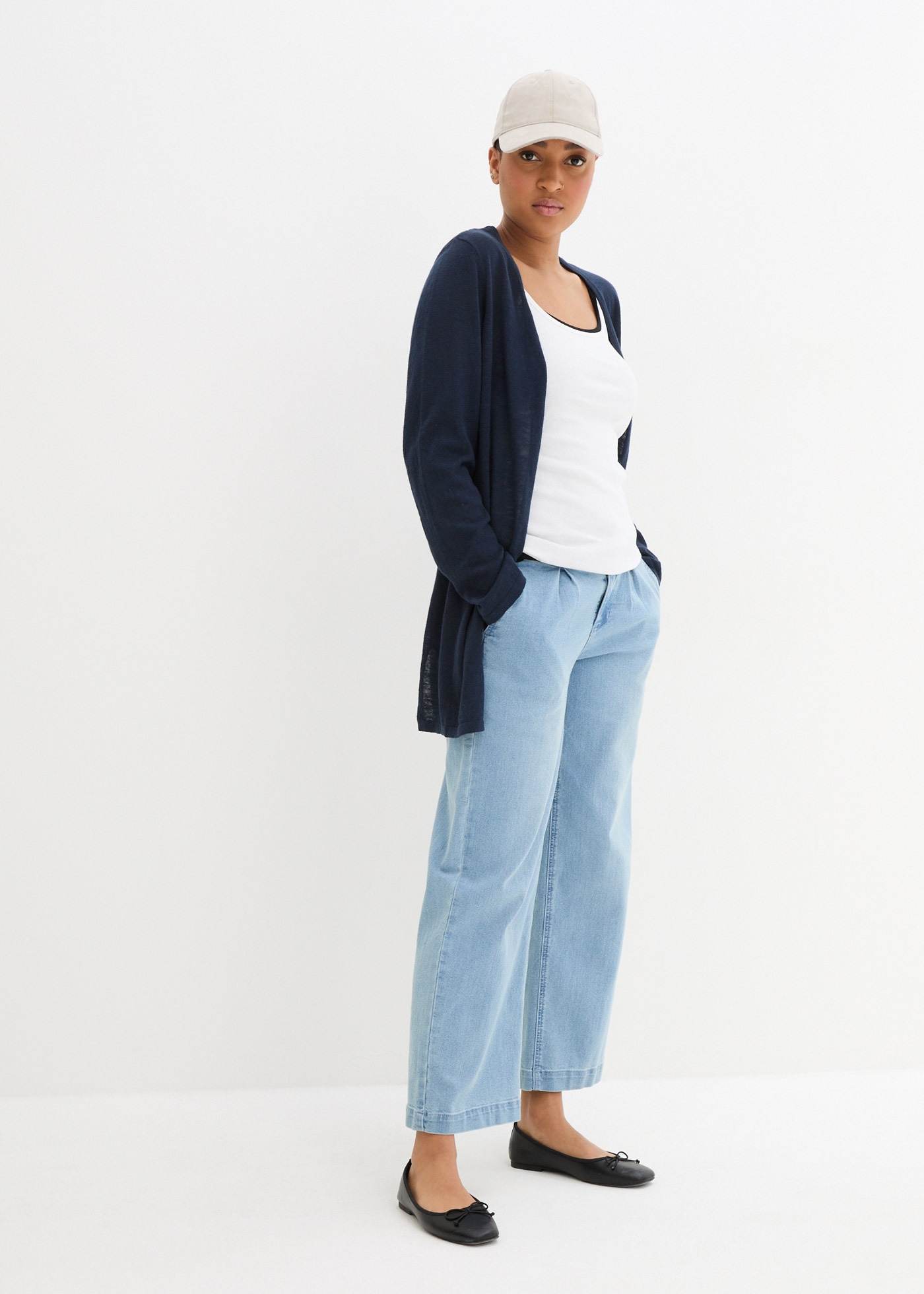 bonprix Strickjacke Strickjacke aus reiner Baumwoll-Slub Qualität