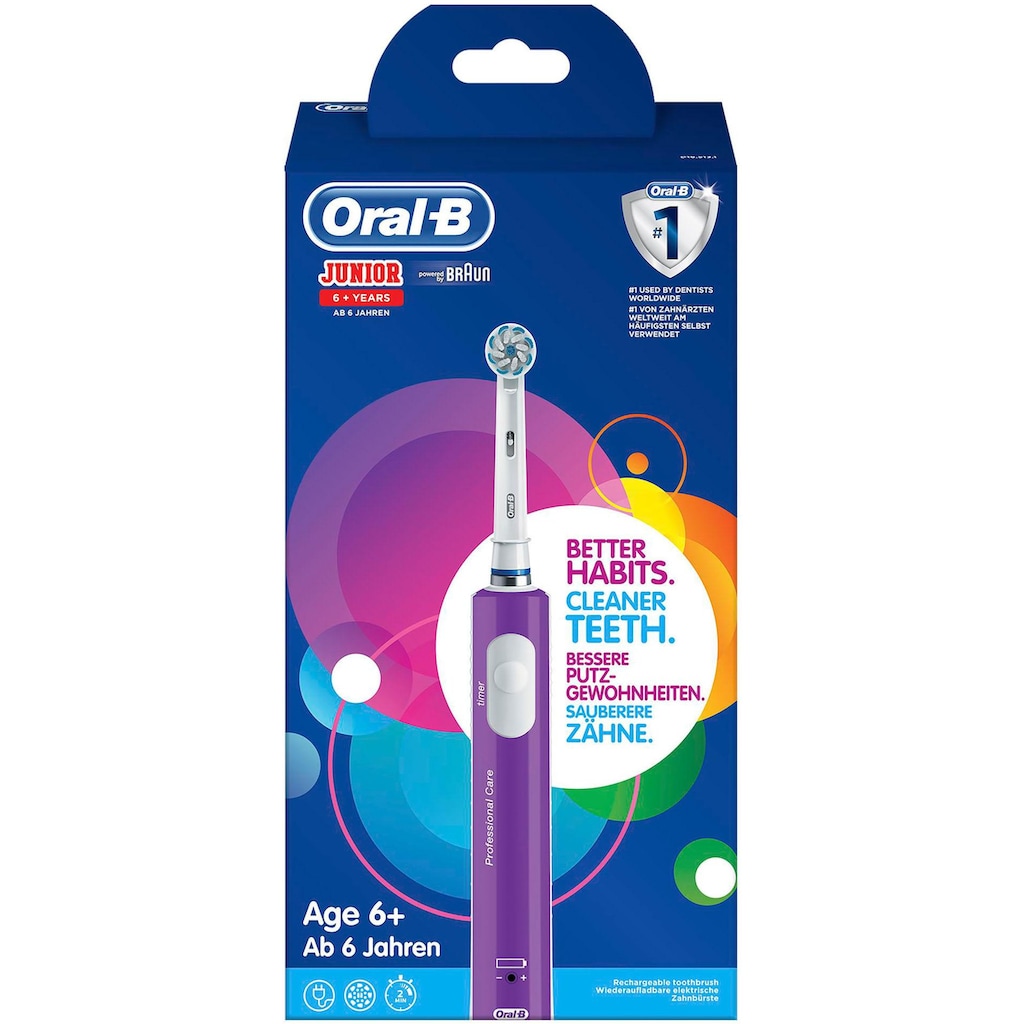 Oral B Elektrische Zahnbürste »Junior Purple«, 1 St. Aufsteckbürsten