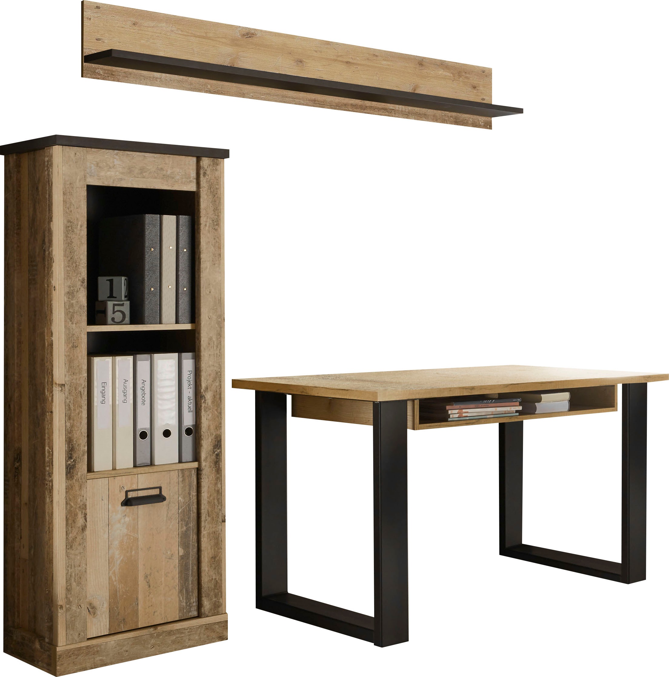 Home affaire Schrank-Set "SHERWOOD", (3 St.), Holz Dekor, mit Scheunentorbe günstig online kaufen