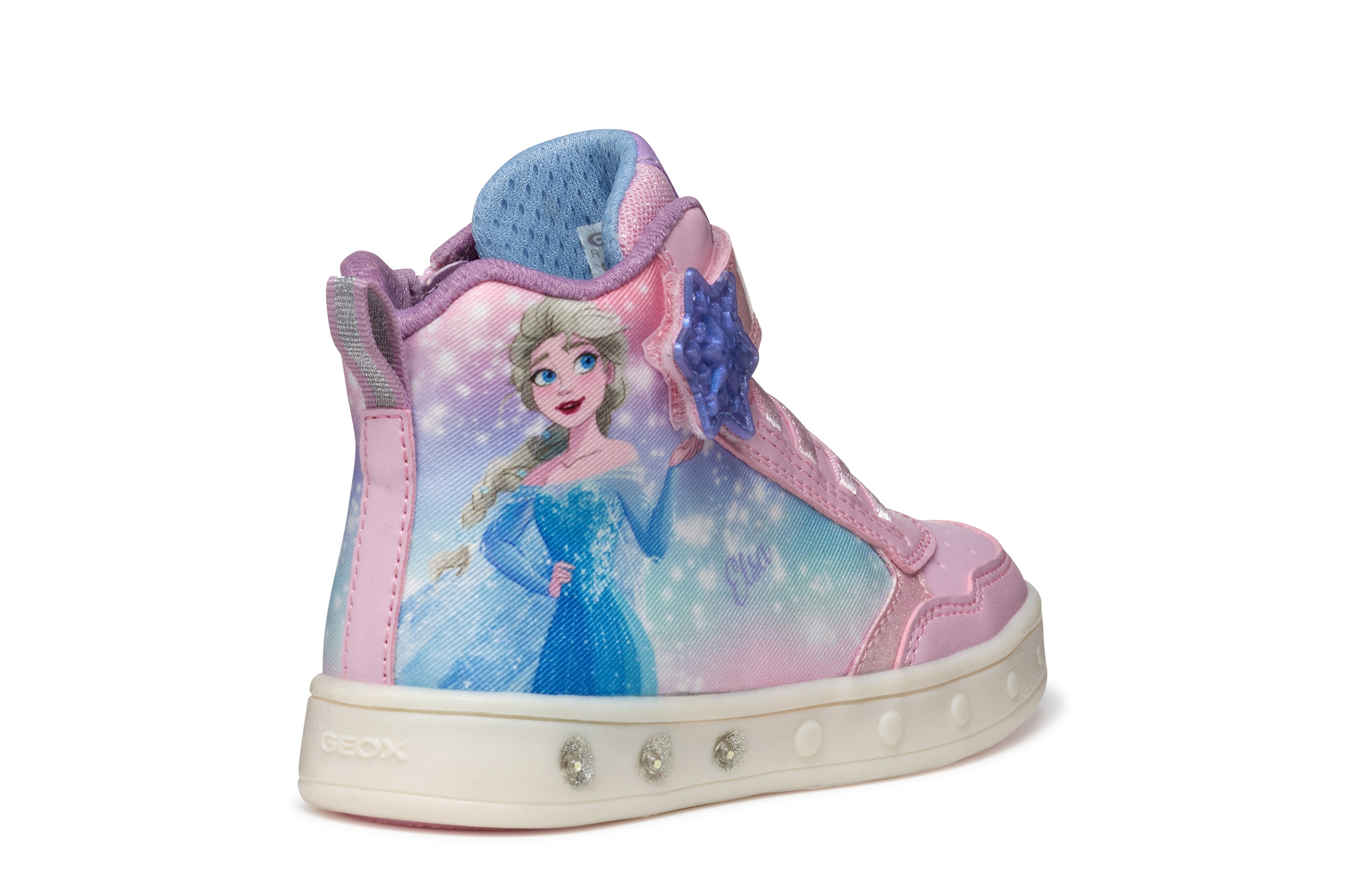 Geox Sneaker »J SKYLIN GIRL Blinkschuh«, Schnürboots, Blinkschuh mit Glitzer und Blinkfunktion