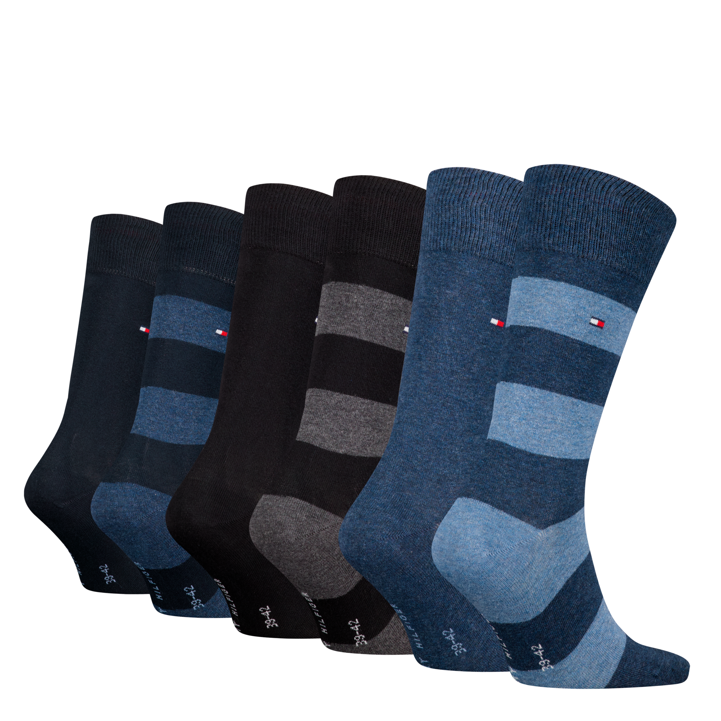 Tommy Hilfiger Socken »TH MEN RUGBY SOCK 6P ECOM«, (6 Paar), 3x gestreift, 3x unifarben, Rippenbündchen, Logo-Flag