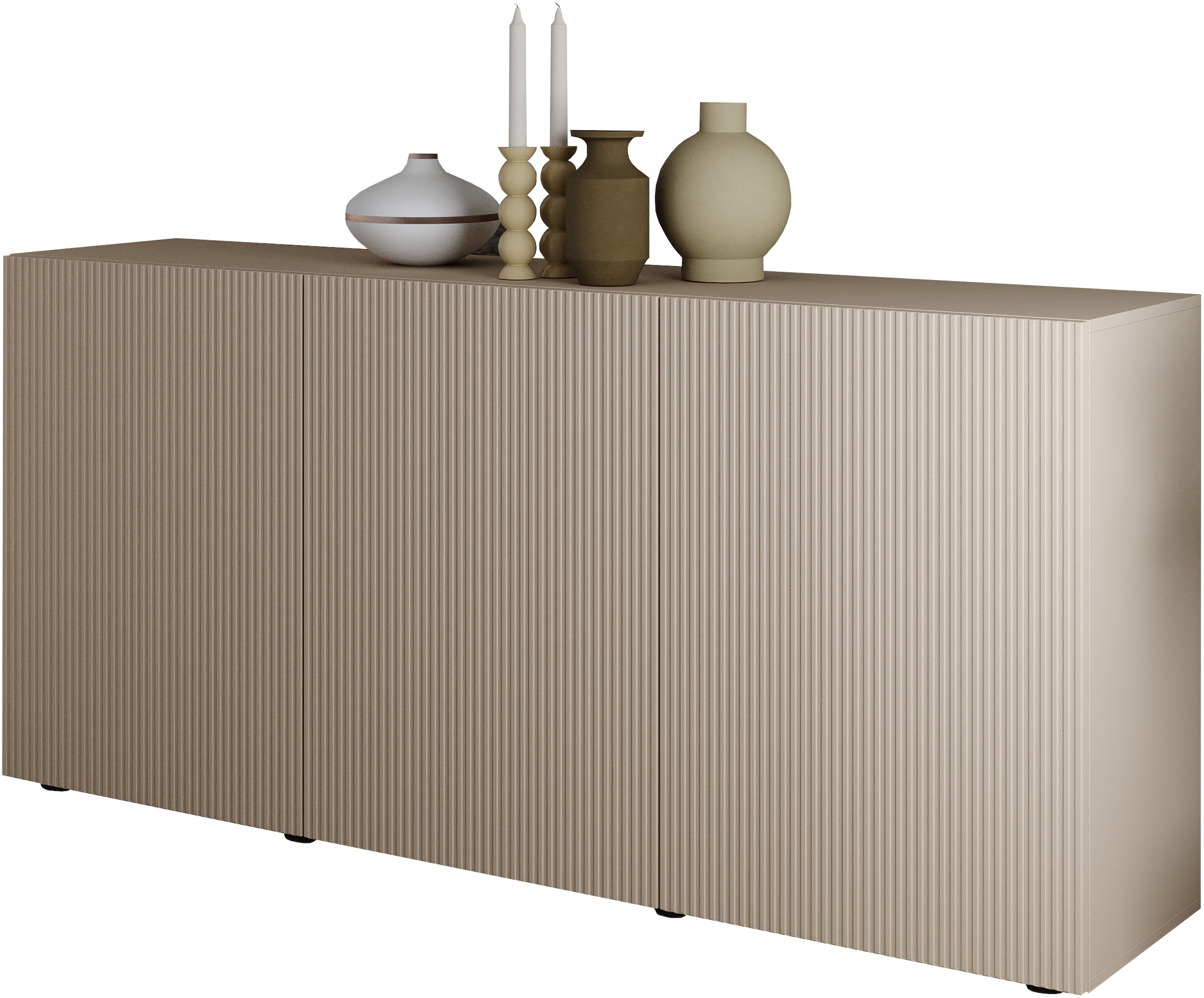 INOSIGN Sideboard »Rio Breite 181 cm, Kommode mit 3 Türen, Anrichte,«, geriffelte Front, modern u. elegant, viel Stauraum