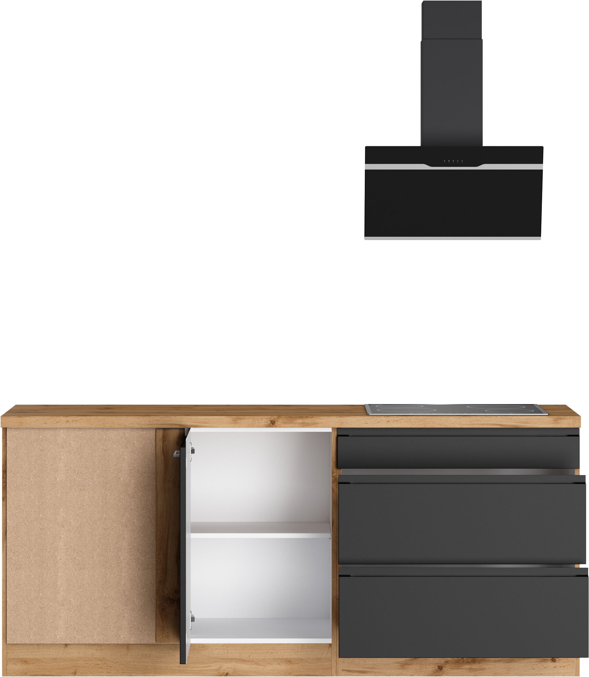 KOCHSTATION Winkelküche »KS-Virginia,neu in verbesserter Ausführung« Arbeitsplatte 38 mm stark, Stauraum, Softclose,  Stellbreite 290/180 cm, Soft-Close, ohne E-Geräte