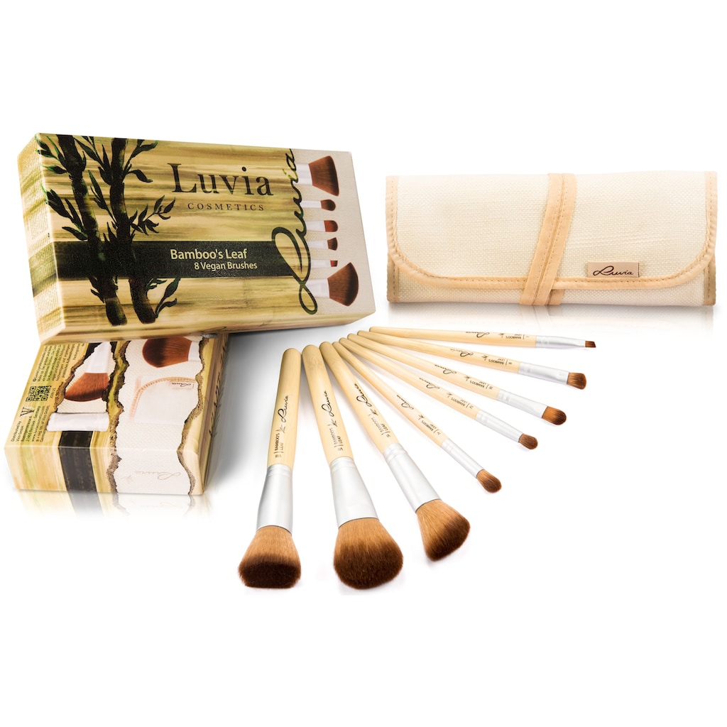 Luvia Cosmetics Kosmetikpinsel-Set »Bamboo's Leaf«, (8 tlg., mit Aufbewahrungstasche)