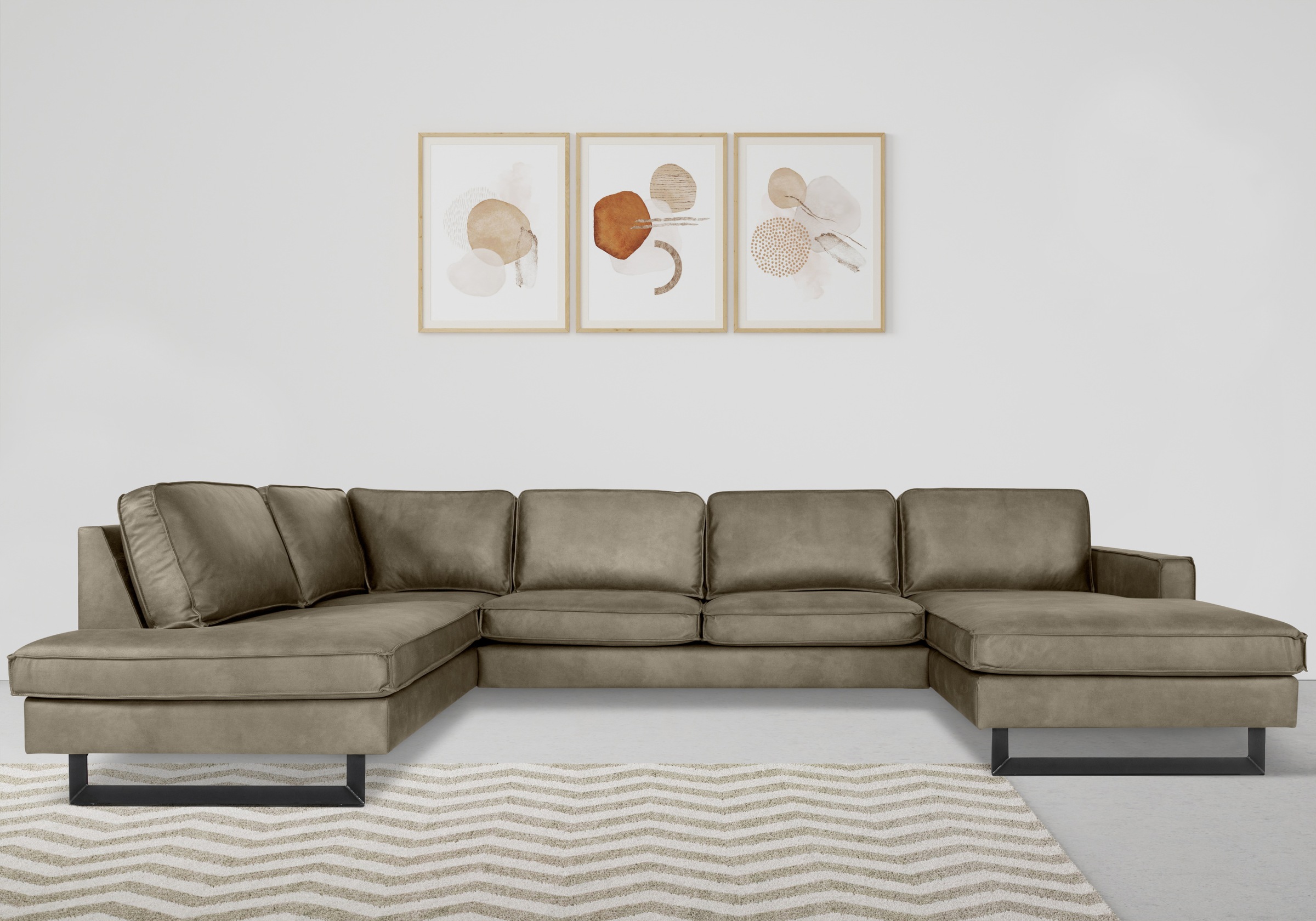 Places of Style Wohnlandschaft »Pinto, 350 cm, U-Form, XXL, mit Ottomanen«, günstig online kaufen