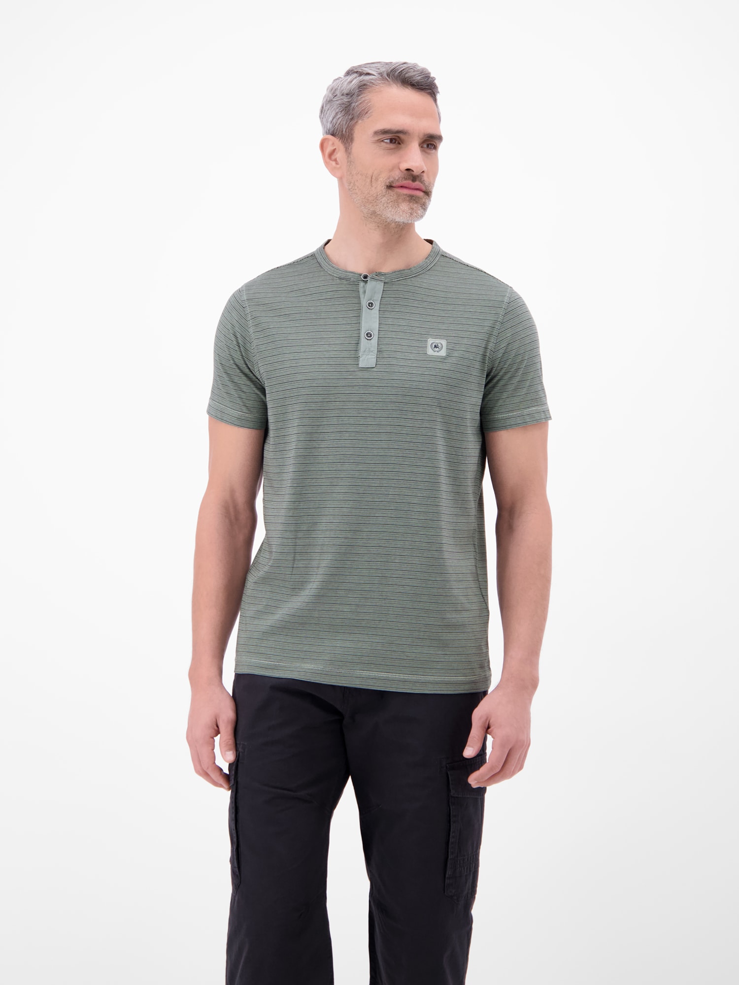 LERROS Kurzarmshirt mit Serafino-Kragen