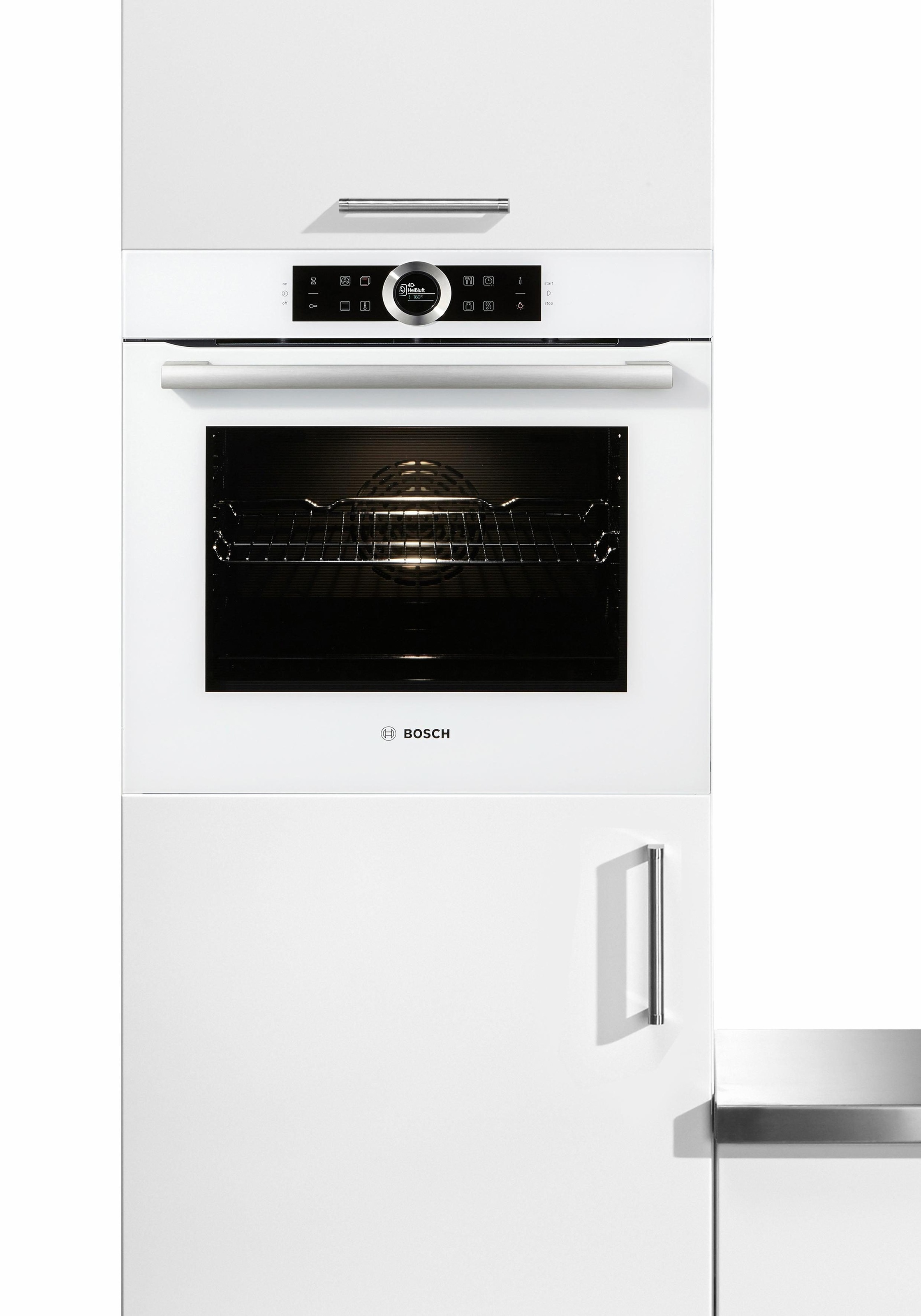 Bild von BOSCH Einbaubackofen »HBG635B«, Serie 8, mit Teleskopauszug nachrüstbar, ecoClean Direct, 4D-Heißluft-Eco-Ober-/Unterhitze Eco-Umluft-Infra-Grill-Großflächen-/Kleinflächengrill-Pizzastufe-Sanftgaren-Vorwärmen-Warmhalten-Auftaustufe, mit Pizzastufe