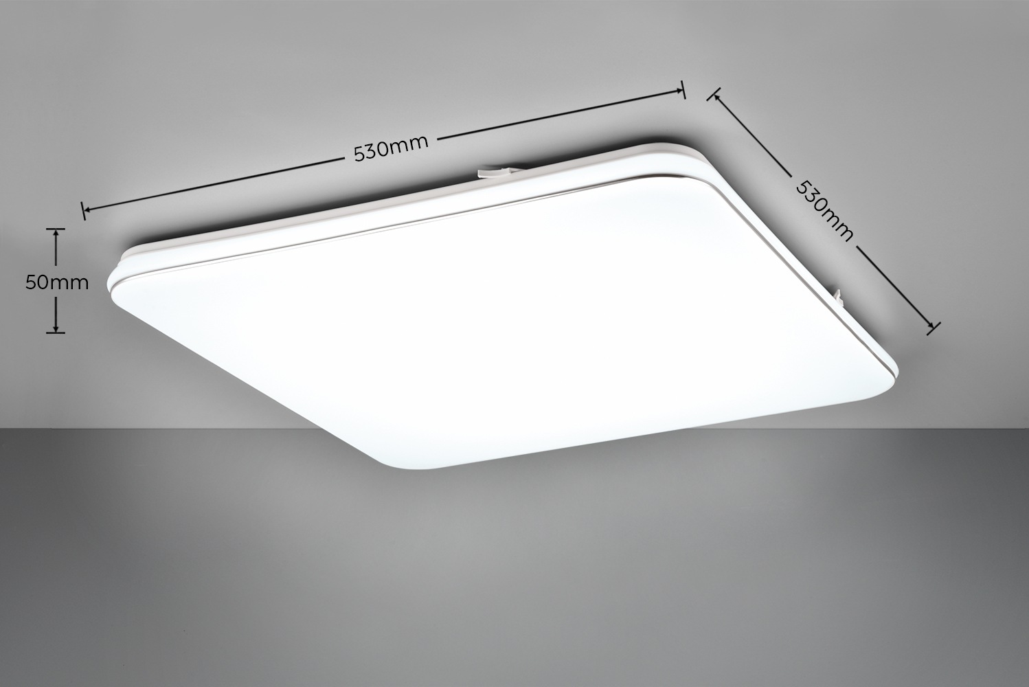 REALITY Leuchten LED Deckenleuchte »BLANCA, elegant schlichte weiße LED Deckenlampe, 53x53 cm, kaltweiß«, 1 flammig, Leuchtmittel LED-Board | LED fest integriert, 3-Stufen dimmbar über Wandschalter, Deckenlampe für Büro Flur Treppe