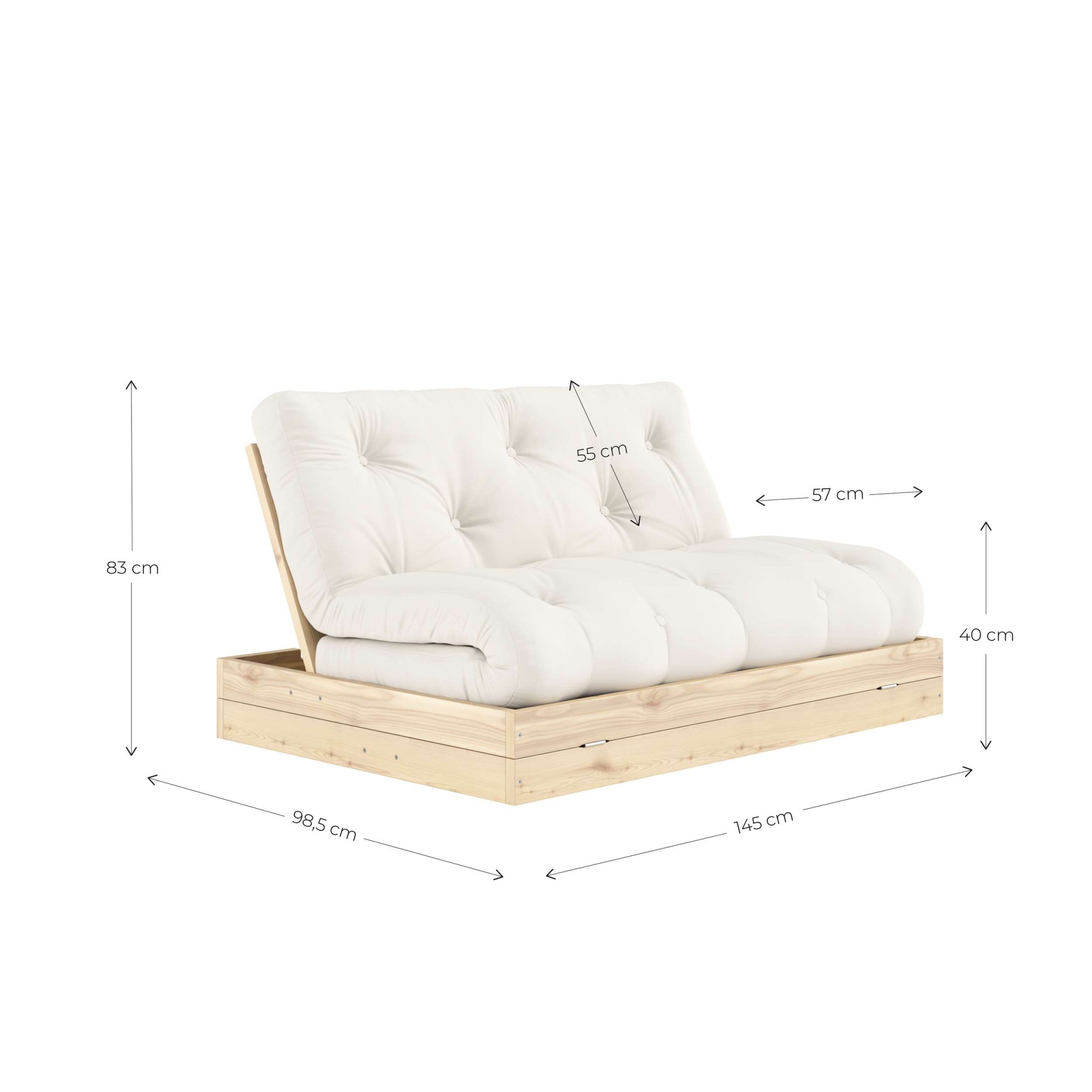 Karup Design Schlafsofa »Flip Sofabed, Made in Europe, mehrere Farben, vielseitig einsetzbar«, (B/H/T Sofa: ca 145 x 83 x 98,5 cm, Bett: ca 145 x 21 x 200 cm), inkl. handgefertigte Futonmatratze, FSC®-zertifiziertes Massivholz