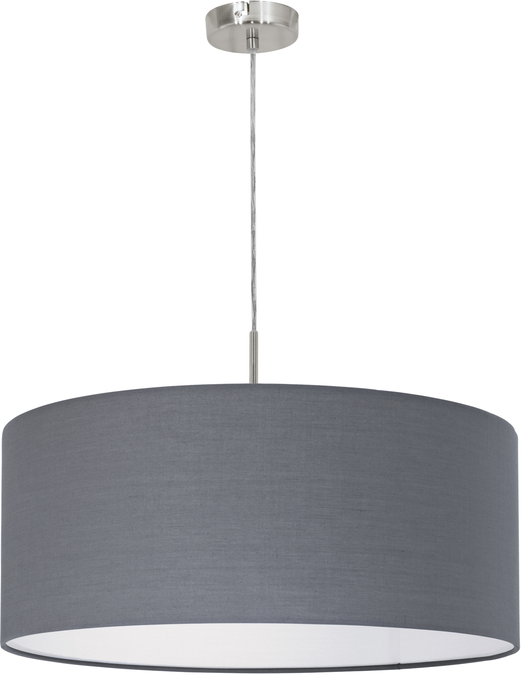 EGLO Pendelleuchte »PASTERI«, 1 flammig, Leuchtmittel E27 | ohne Leuchtmittel, nickel-matt / Ø53 x H110 cm / exkl. 1 x E27 (je max. 60W) / aus Stoff