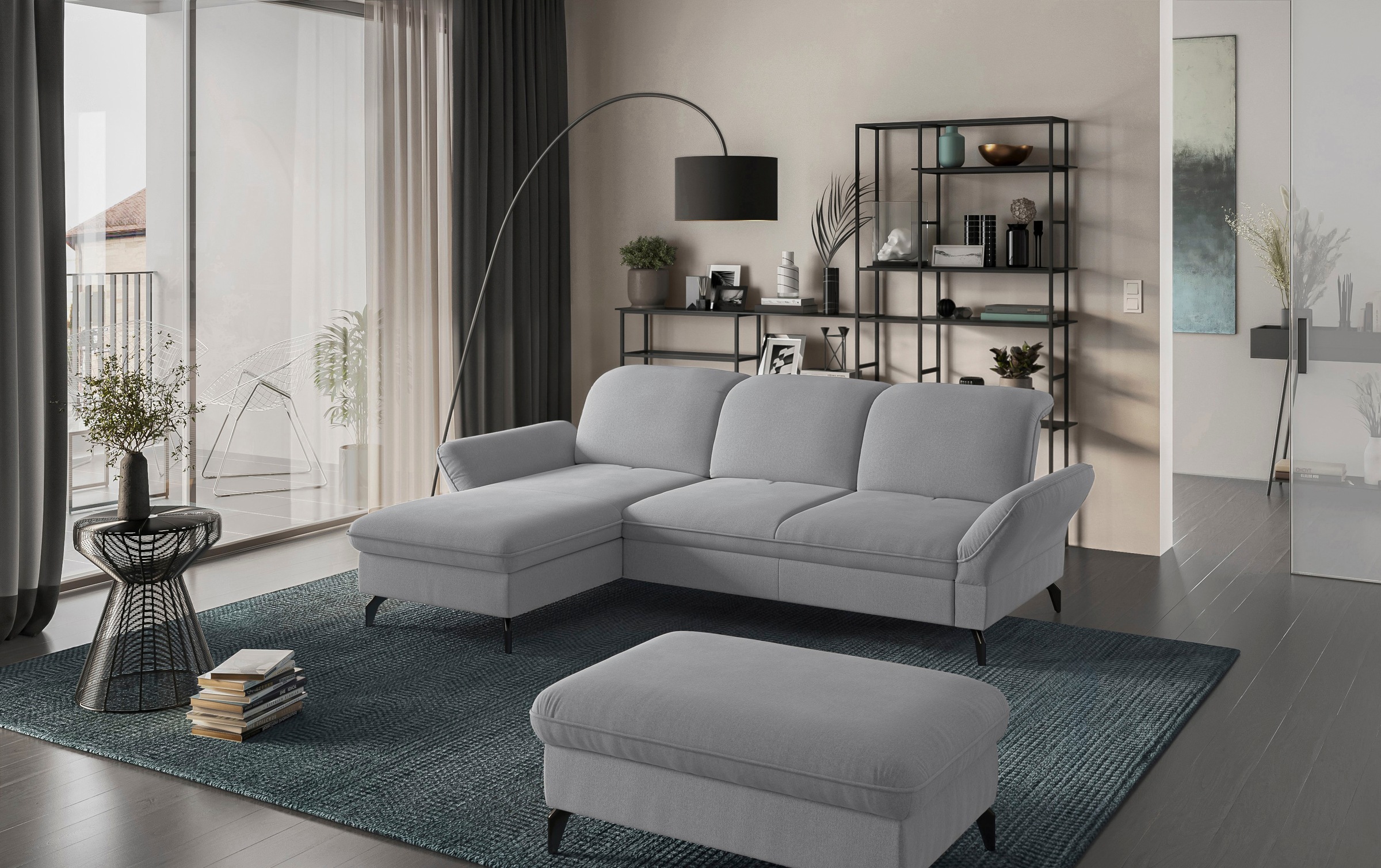 sit&more Ecksofa »Leandro L-Form« Wahlweise mit Bett-, Kopfteil - und Armle günstig online kaufen