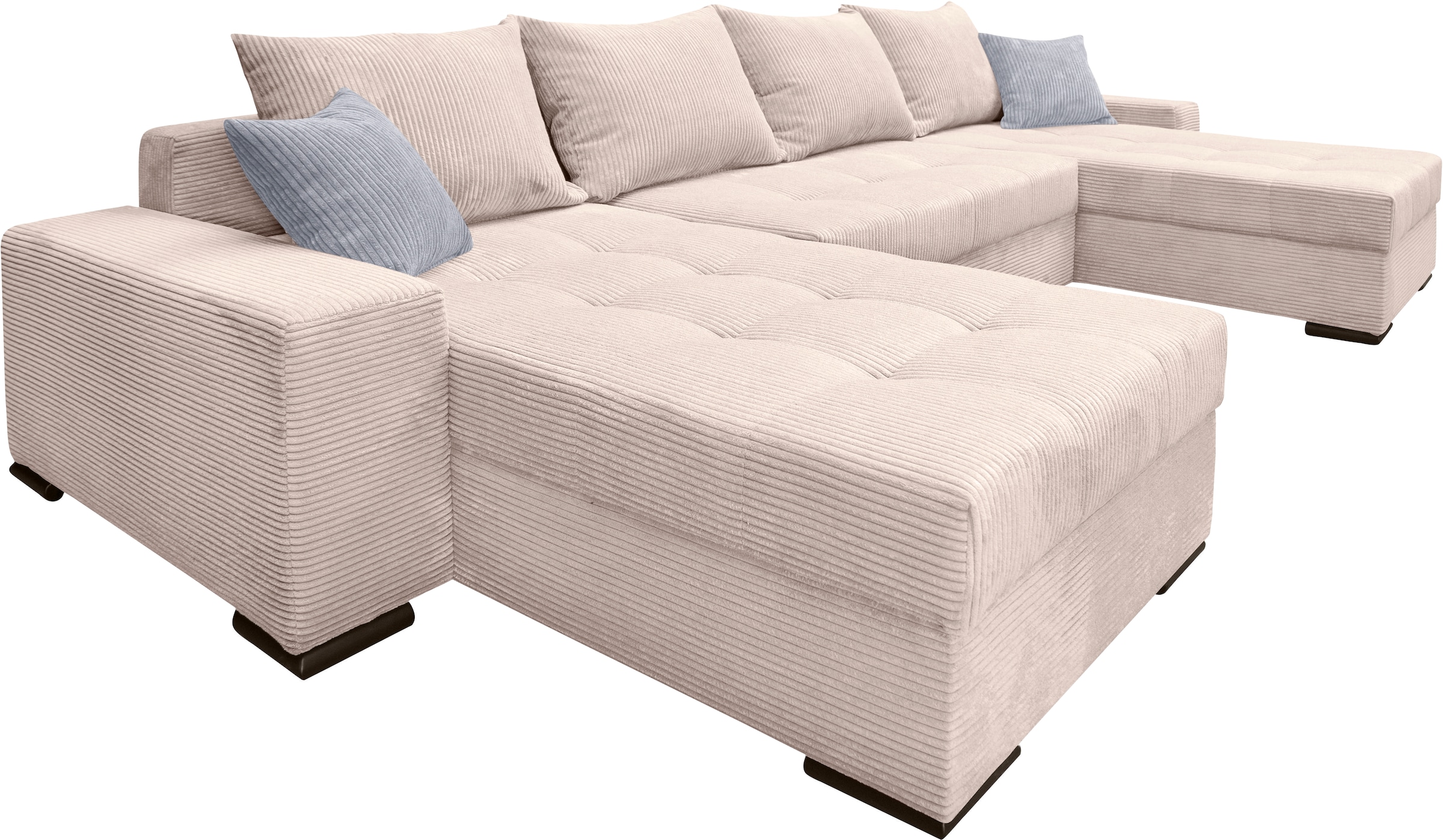 COLLECTION AB Wohnlandschaft »Josy XL U-Form, B: 313 cm in Cord, Cord-Mix« mit Bettfunktion, Bettkasten & 2 Zierkissen, Federkern