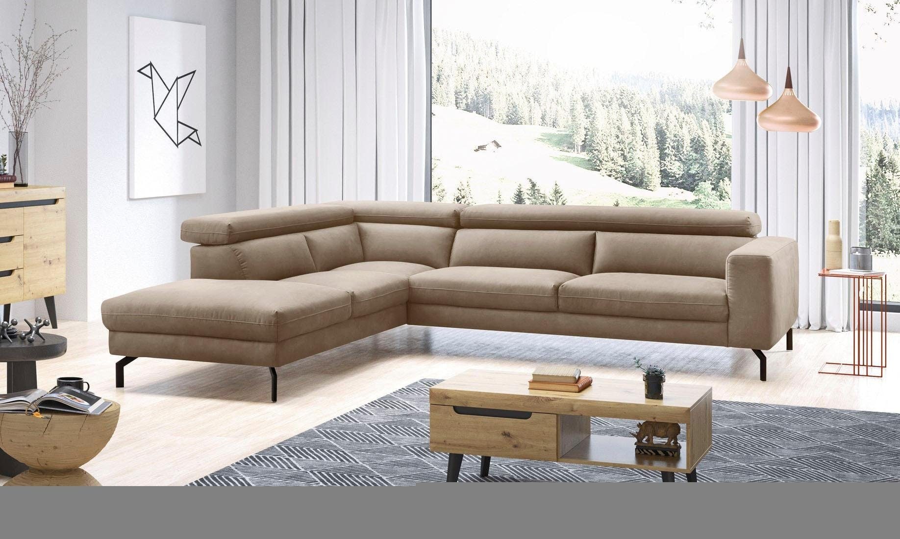 Places of Style Ecksofa "Olanta, L-Form", mit verstellbaren Kopfstützen günstig online kaufen