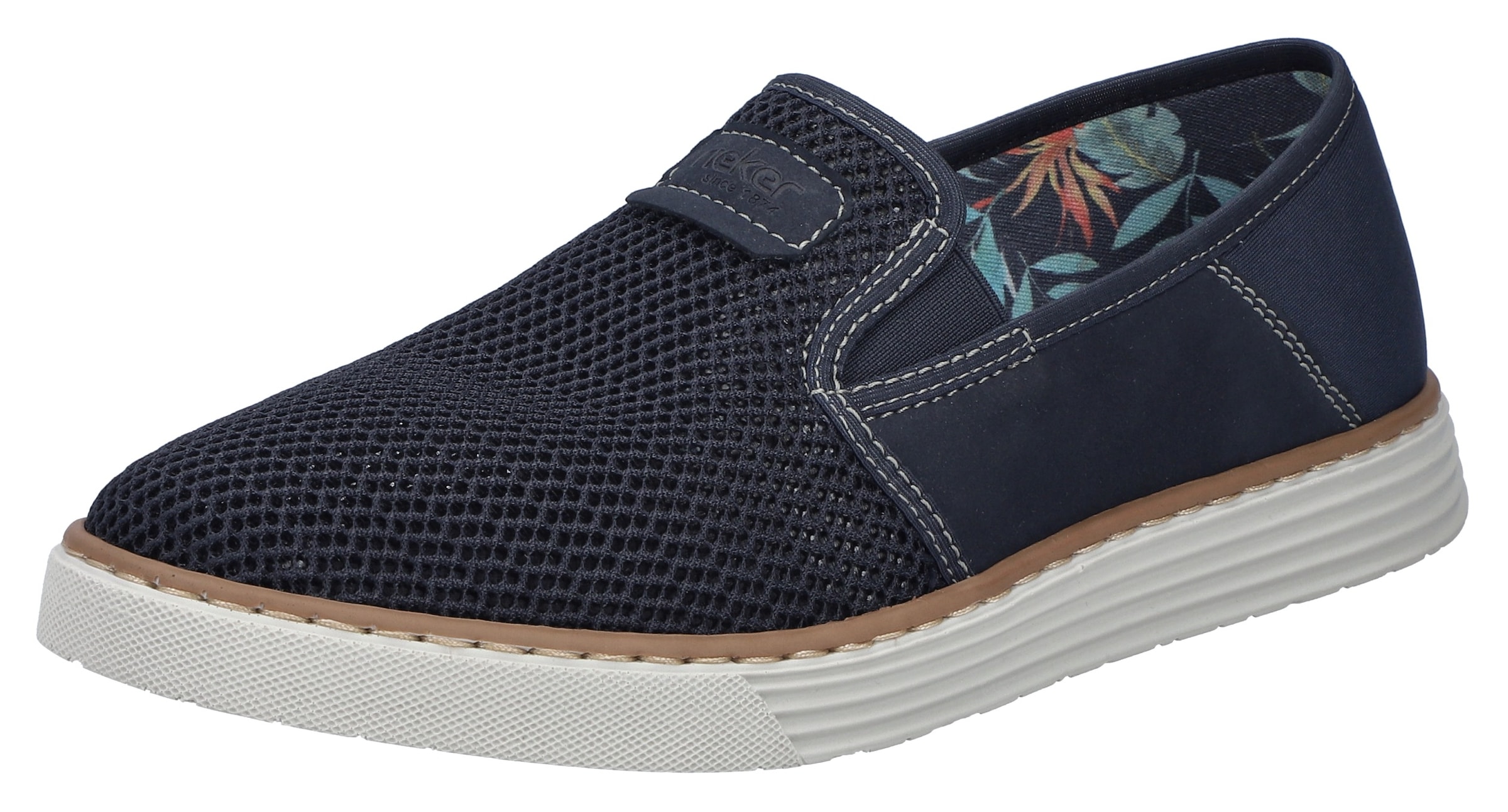 Rieker Slipper, Espadrilles, Sommerschuh mit kontrastfarbenen Ziernähten