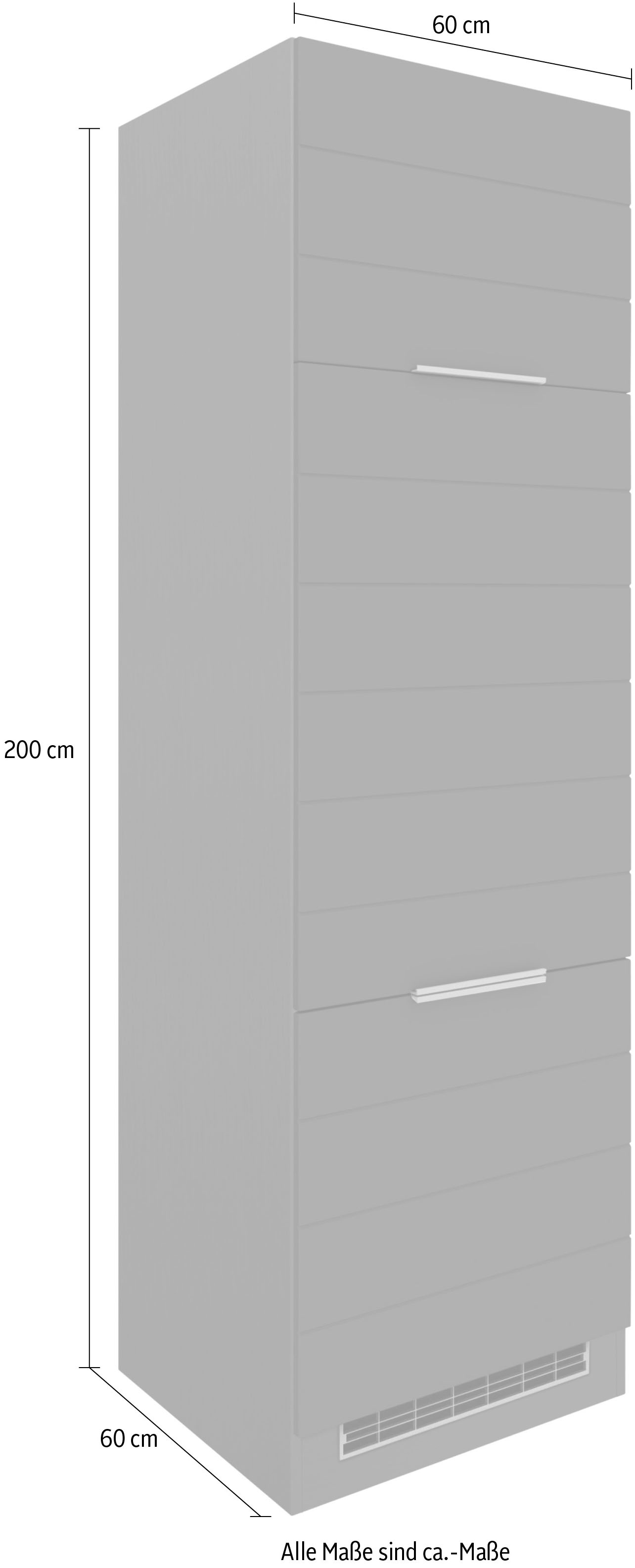 KOCHSTATION Kühlumbauschrank »KS-Luhe« 60 cm breit, hochwertige MDF-Fronten mit waagerechter Lisene