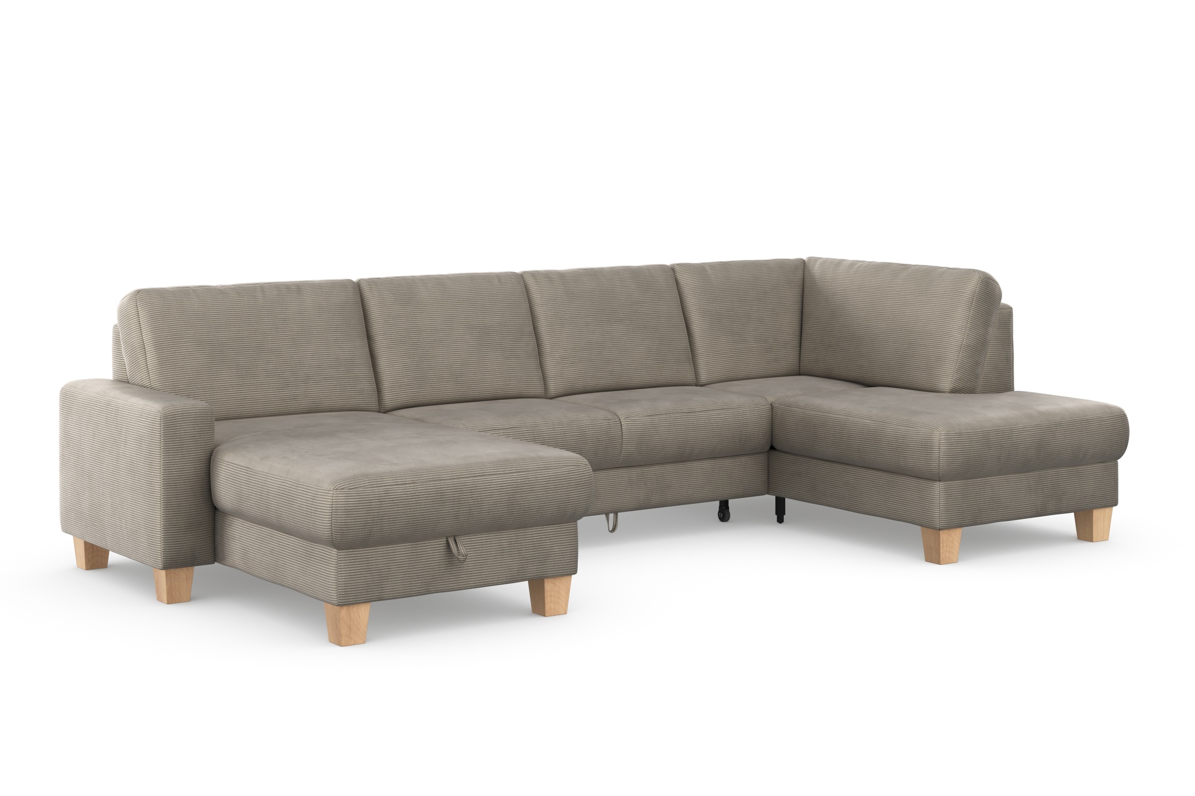 Home affaire Wohnlandschaft »Summer U-Form«, mit oder ohne Bettfunktion und Bettkasten, Cord-Bezug