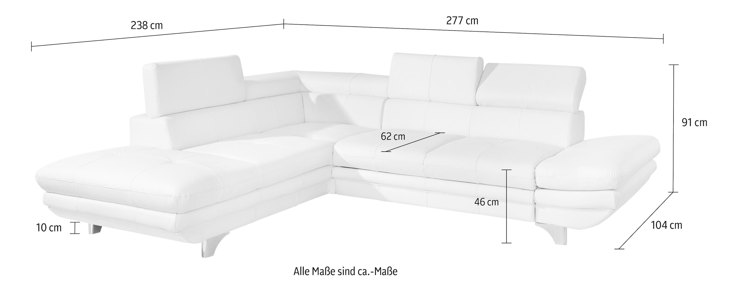 COTTA Ecksofa »Enterprise L-Form«, mit Arm- & Kopfteilverstellung, wahlweise mit Bettfunktion