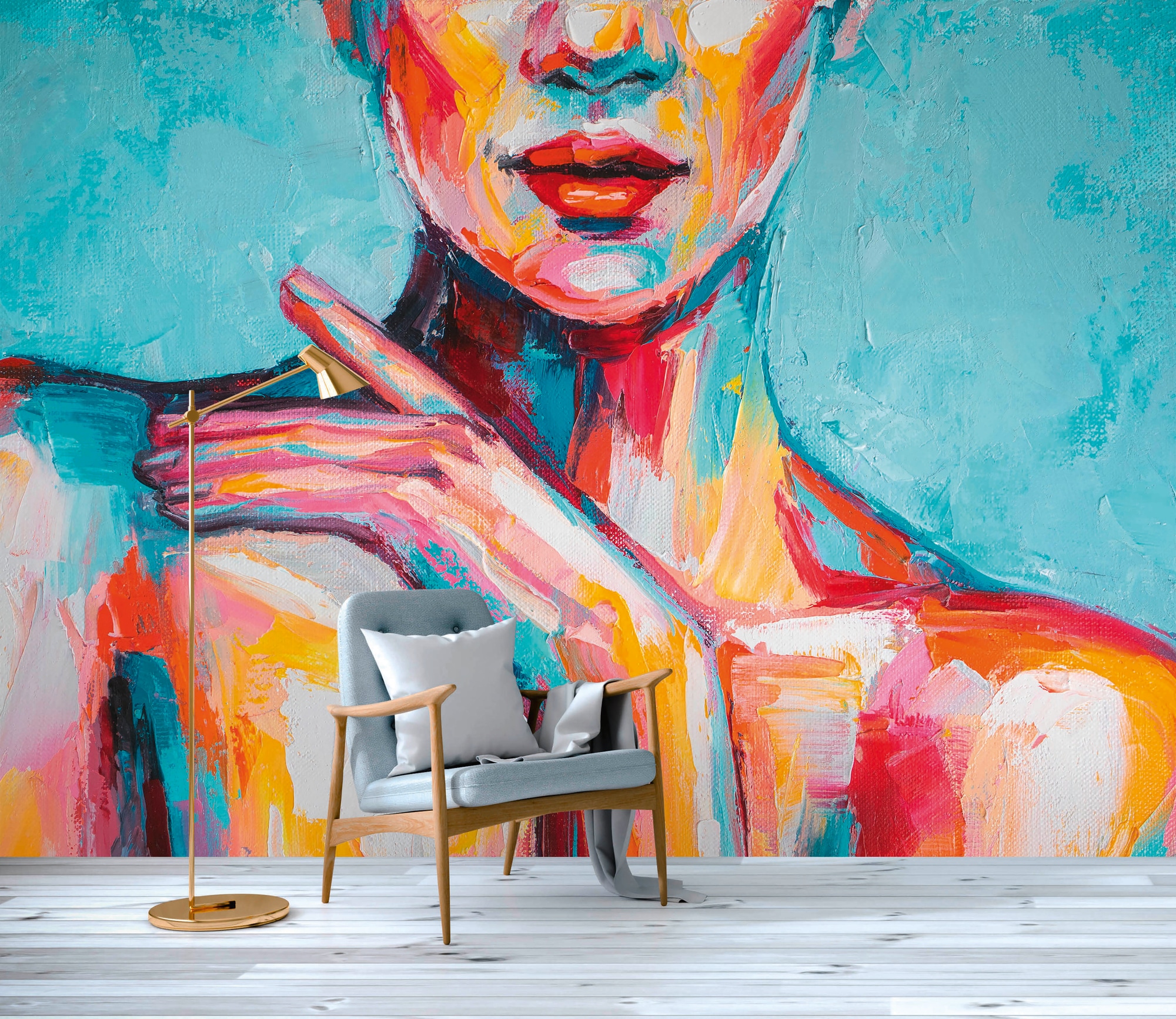 A.S. Création Vliestapete »Fototapete Portrait bunt Türkis Rot modern« matt günstig online kaufen
