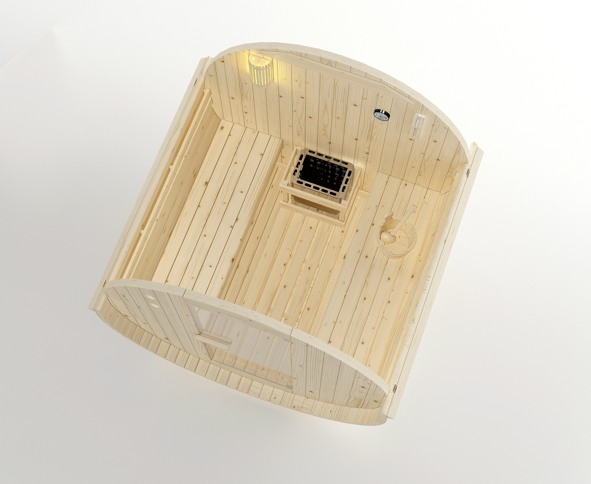 Sanotechnik Fasssauna »»TROMSÖ L«« geeignet für 4 Personen, Fichetnholz