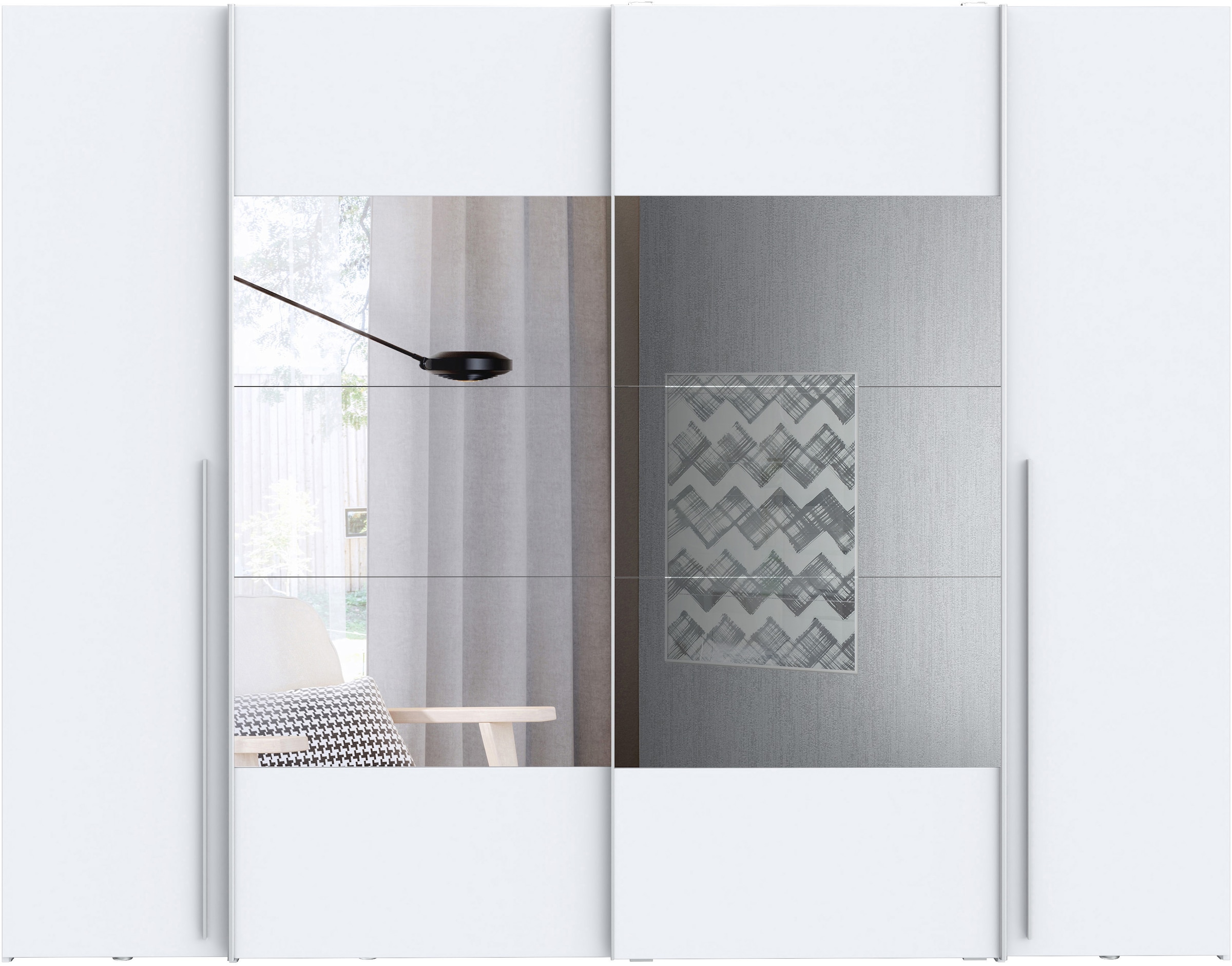 FORTE Dreh-/Schwebetürenschrank »Narago, TOPSELLER zum TOP Preis! In verschiedenen Farben«, (Farbe Weiß auch mit Spiegeln erhältlich), mit zahlreichen Einlegeböden, viel Stauraum, Made in Europe