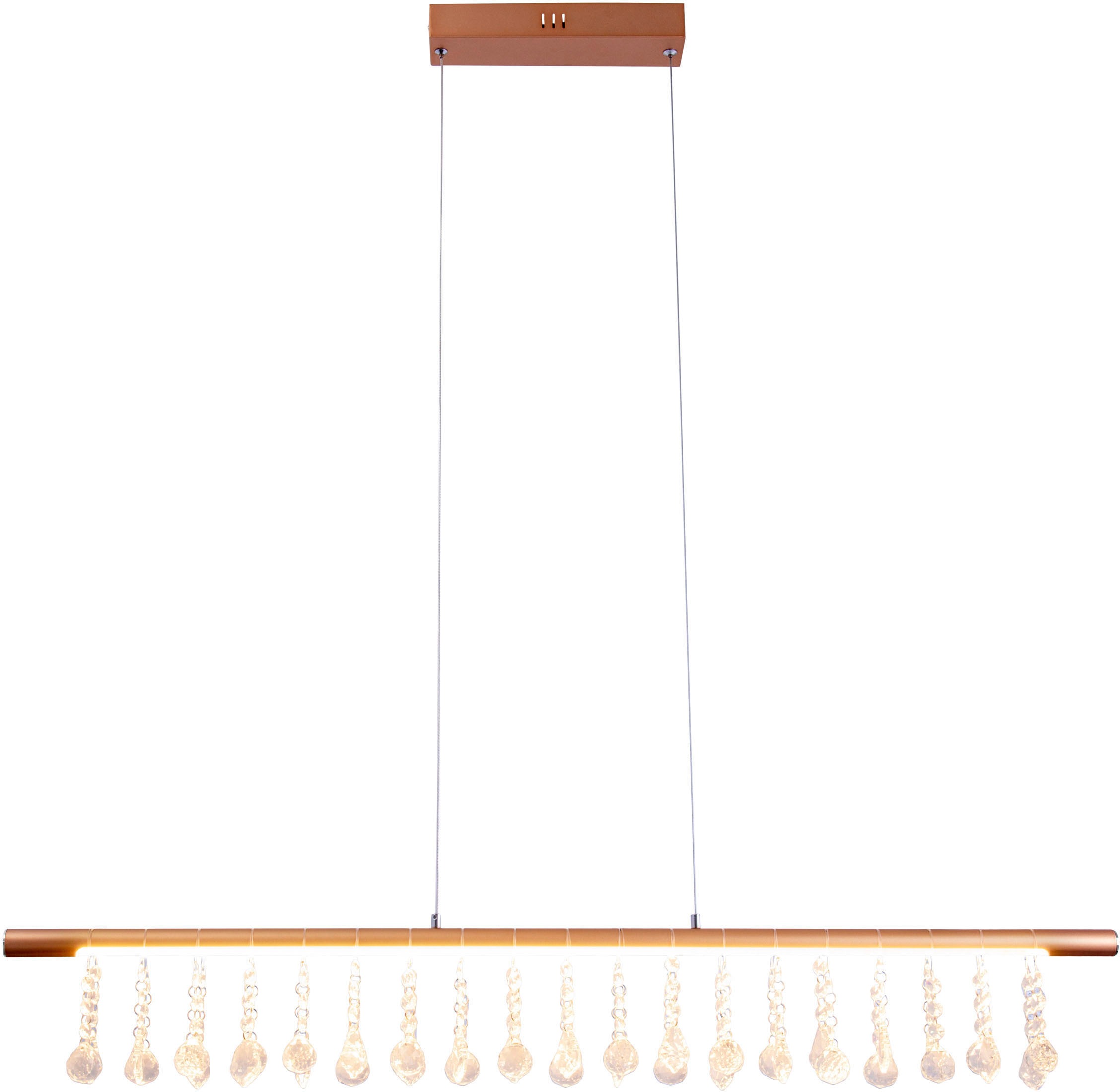 näve LED Pendelleuchte »Nobilis«, 1 flammig, Leuchtmittel LED-Modul | LED fest integriert, Hängeleuchte, dimmbar, warmweiß, L: 100cm, gold